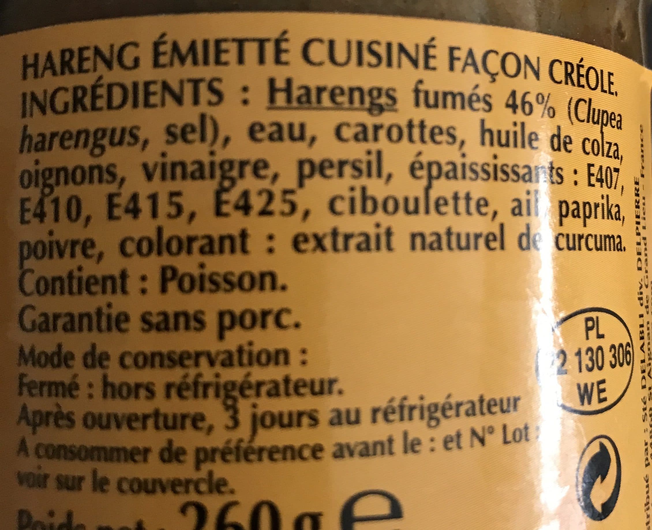 Delpierre Chiquetaye de hareng nature packshot