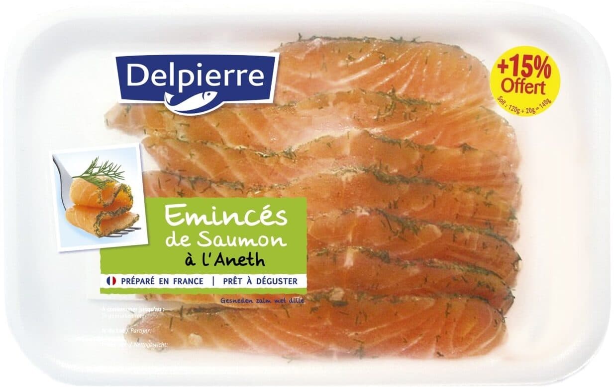 Delpierre Emincés de saumon a l’aneth 120g+15% packshot