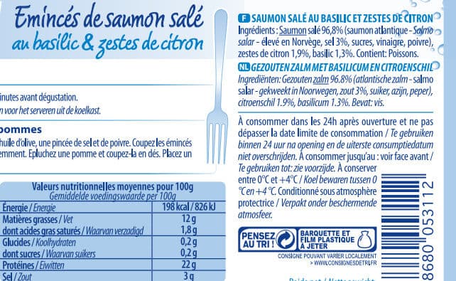 Delpierre Émincés de Saumon au Basilic packshot