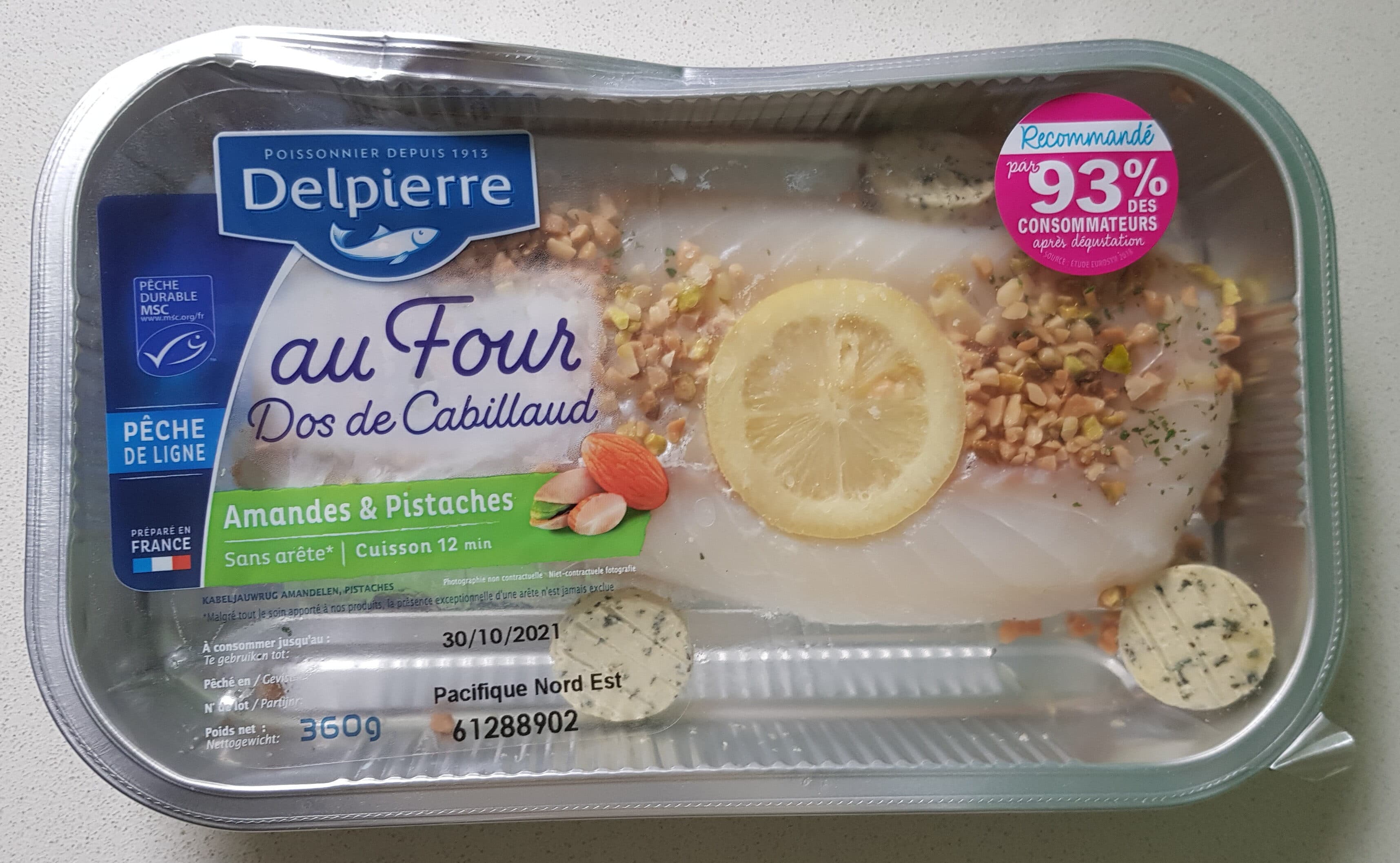Delpierre Dos de Cabillaud Amandes et Pistaches packshot