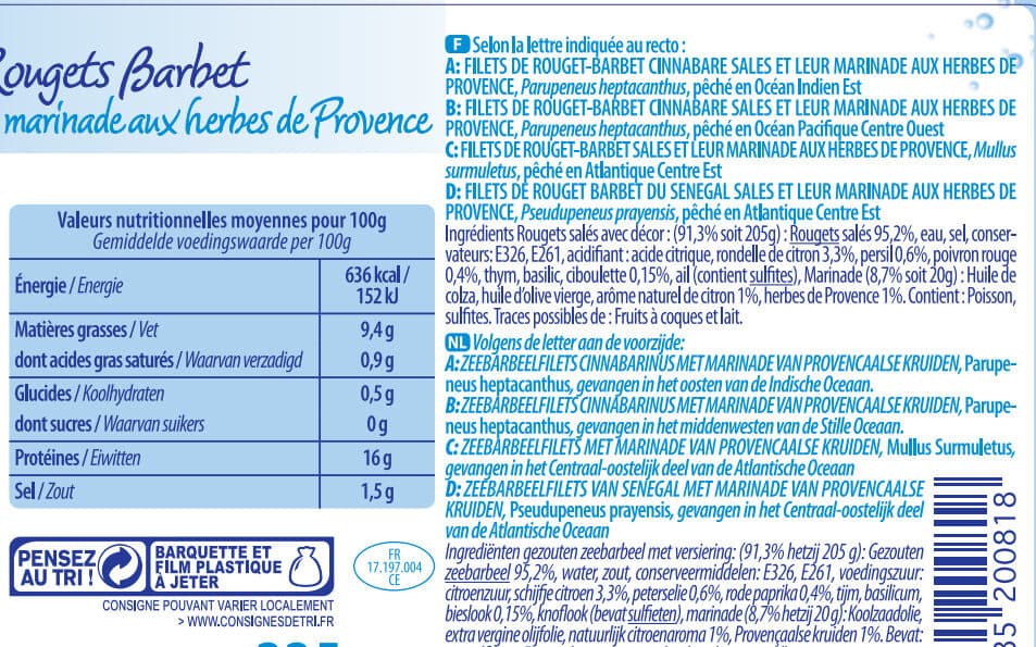 Delpierre Filets de rougets Barbet Cinnabare & Herbes de Provence packshot