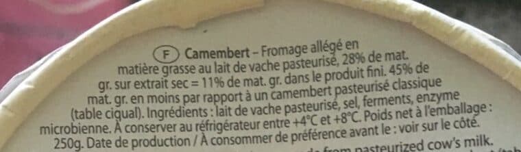 Lactalis Le Roitelet Camembert Cheese Light packshot