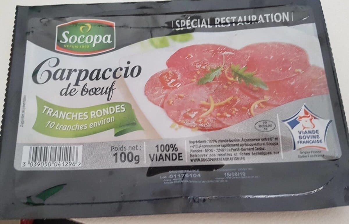 Socopa Carpaccio de boeuf packshot