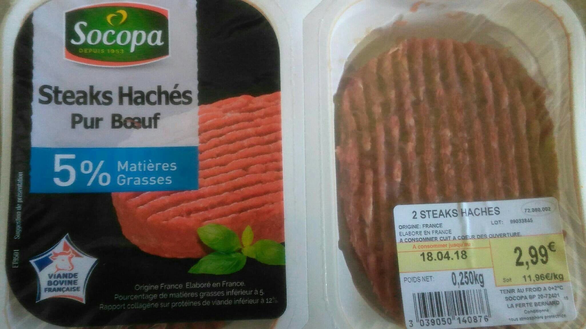 Socopa Steaks hachés pour boeuf packshot