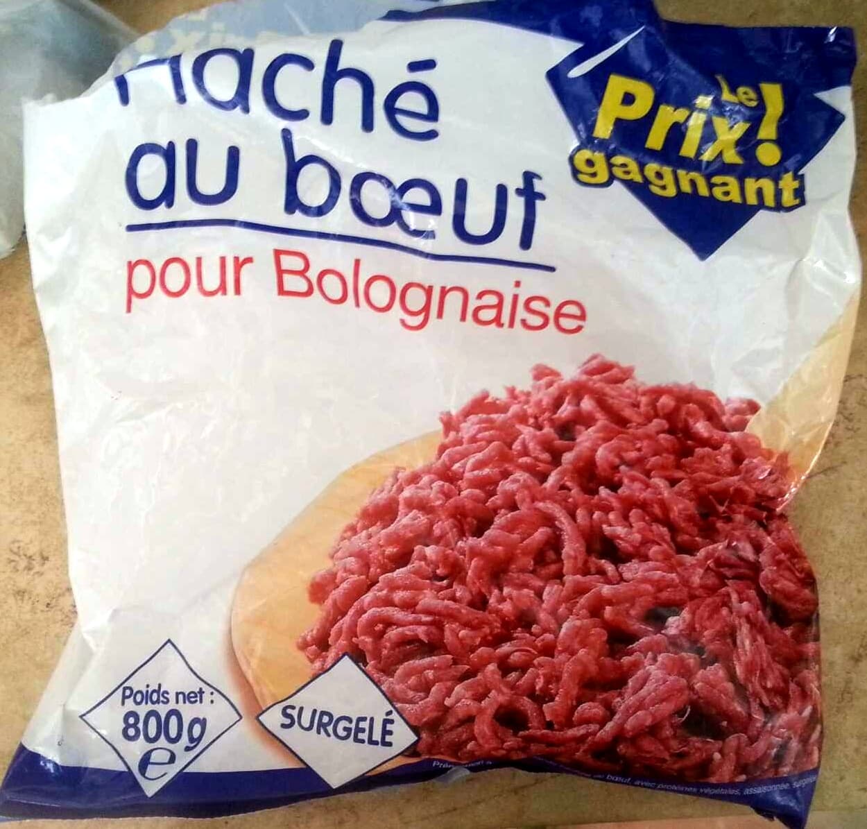 Le prix gagnant Hache au boeuf pour Bolognaise packshot