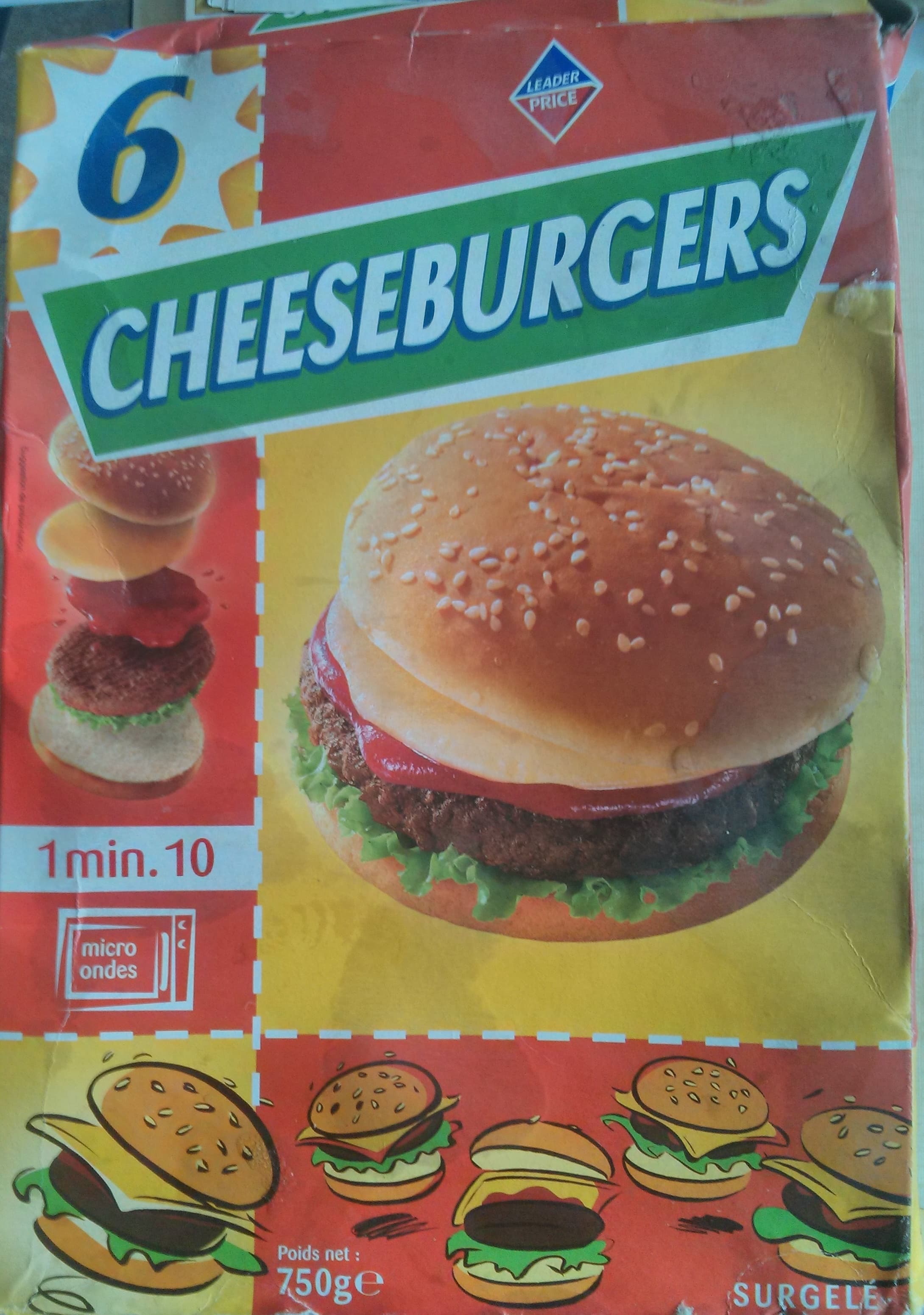 Leader Price 6 cheeseburgers surgelés packshot