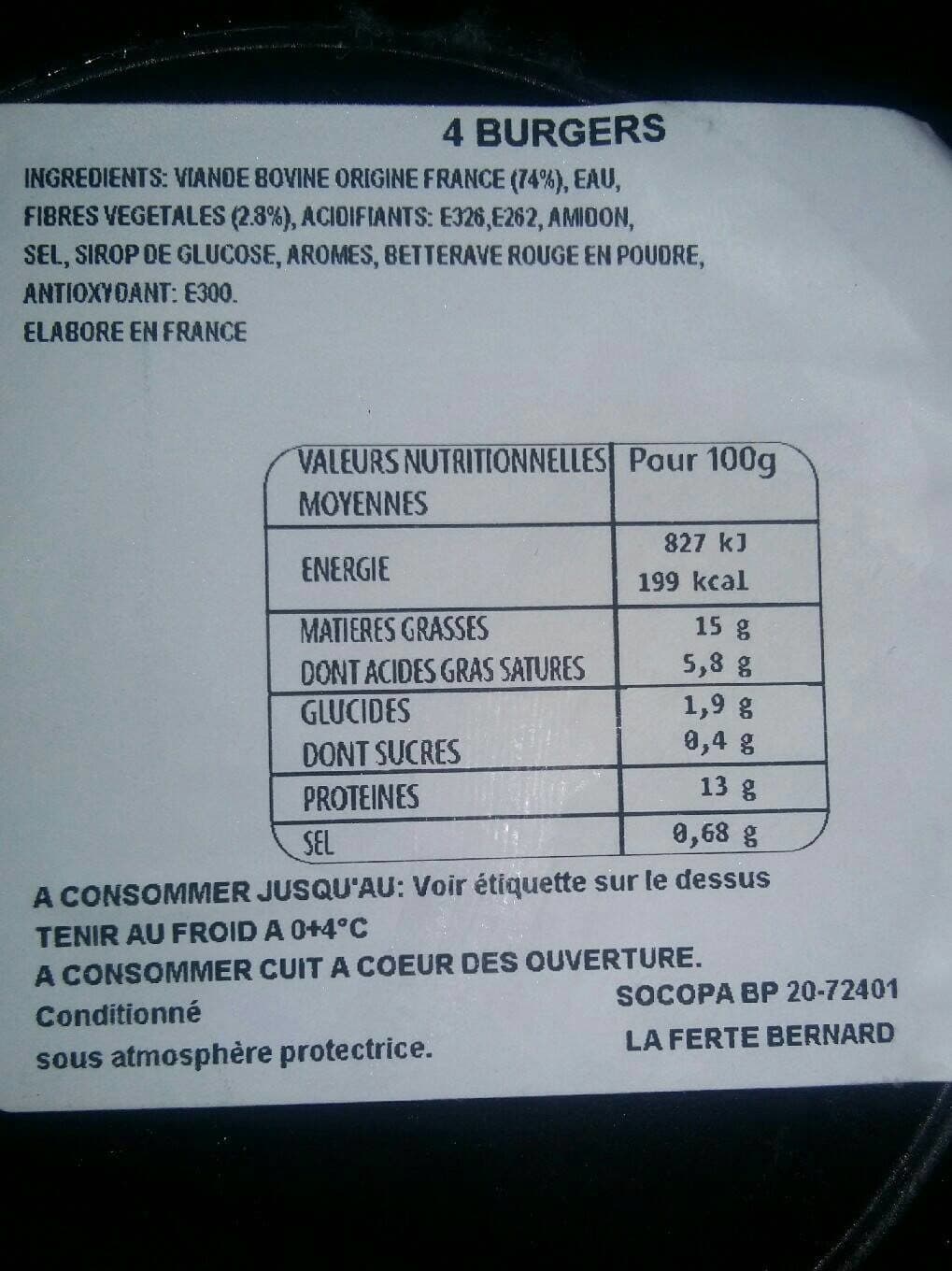 Socopa Burger chef - Goût grillé packshot