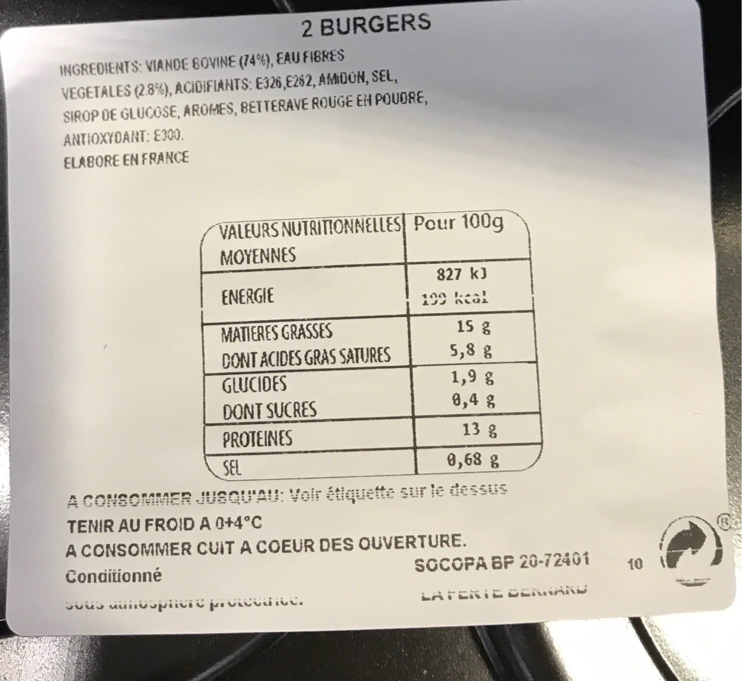Socopa Burger de boeuf du chef saveur grillé 15% matière grasse, SOCOPA, 2 pièces, barquette packshot