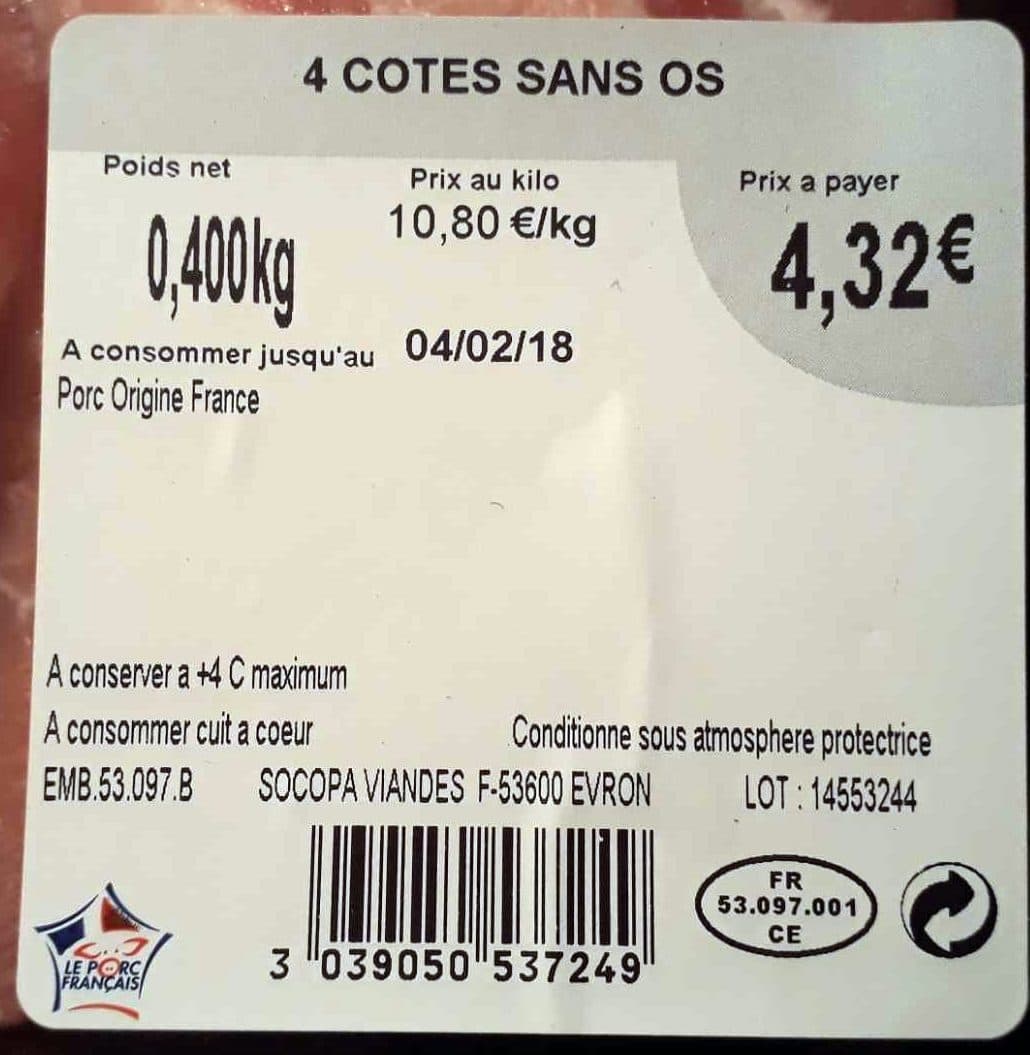 Le porc de nos villages 4 côtes de porc sans os packshot