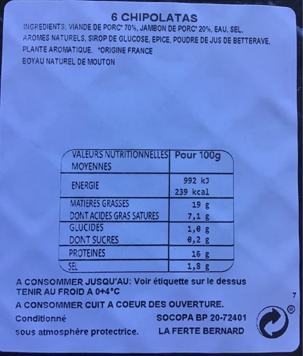 Socopa Chipolatas supérieures packshot