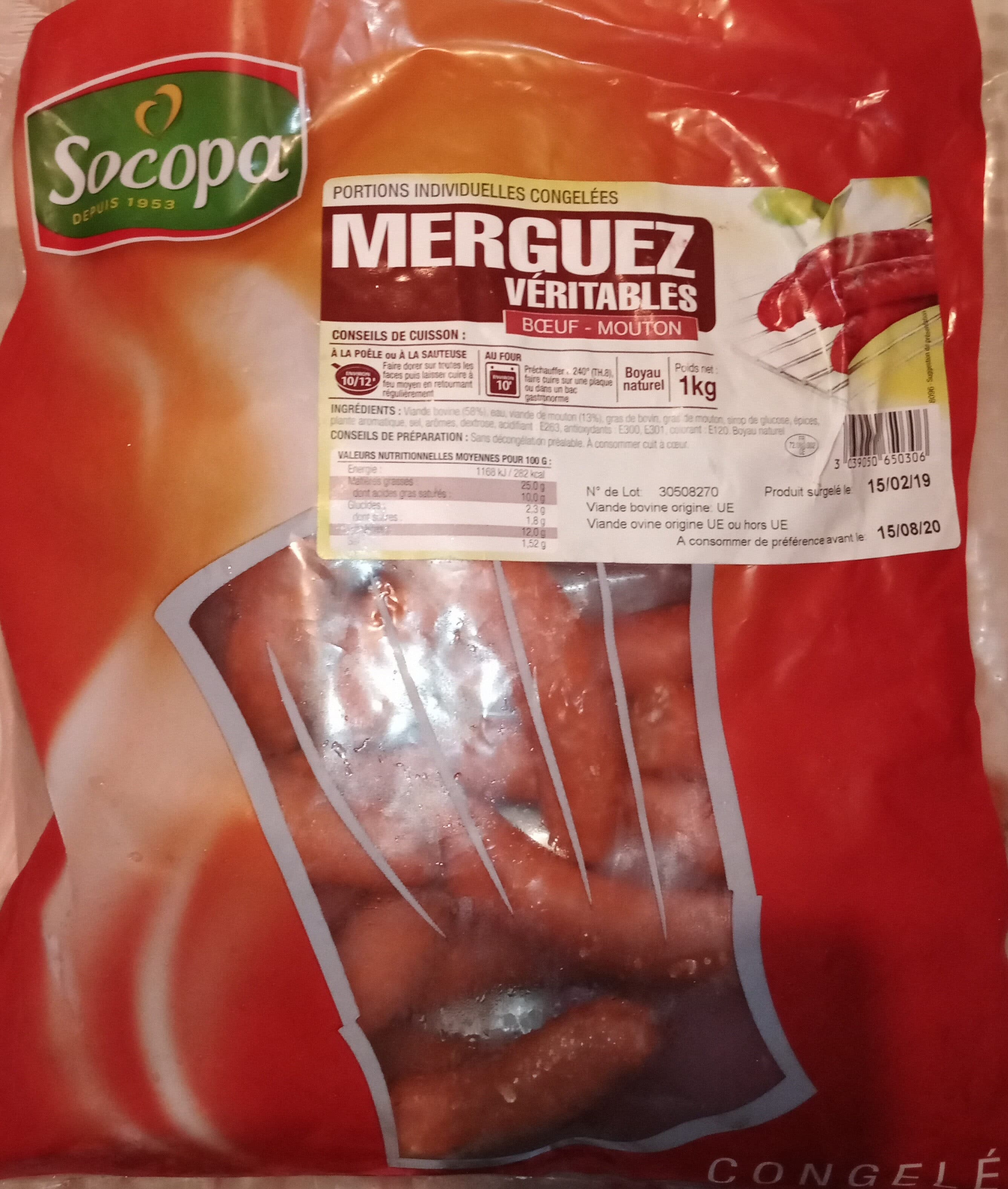 Socopa Merguez véritable bœuf - mouton packshot