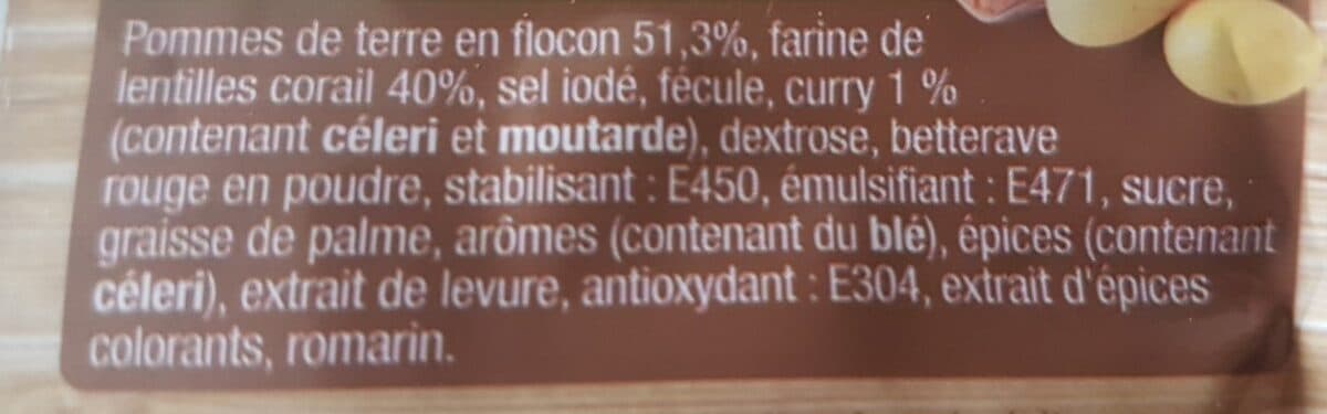 Vivien Paille Purée de LENTILLES CORAIL pommes de terre & curry packshot