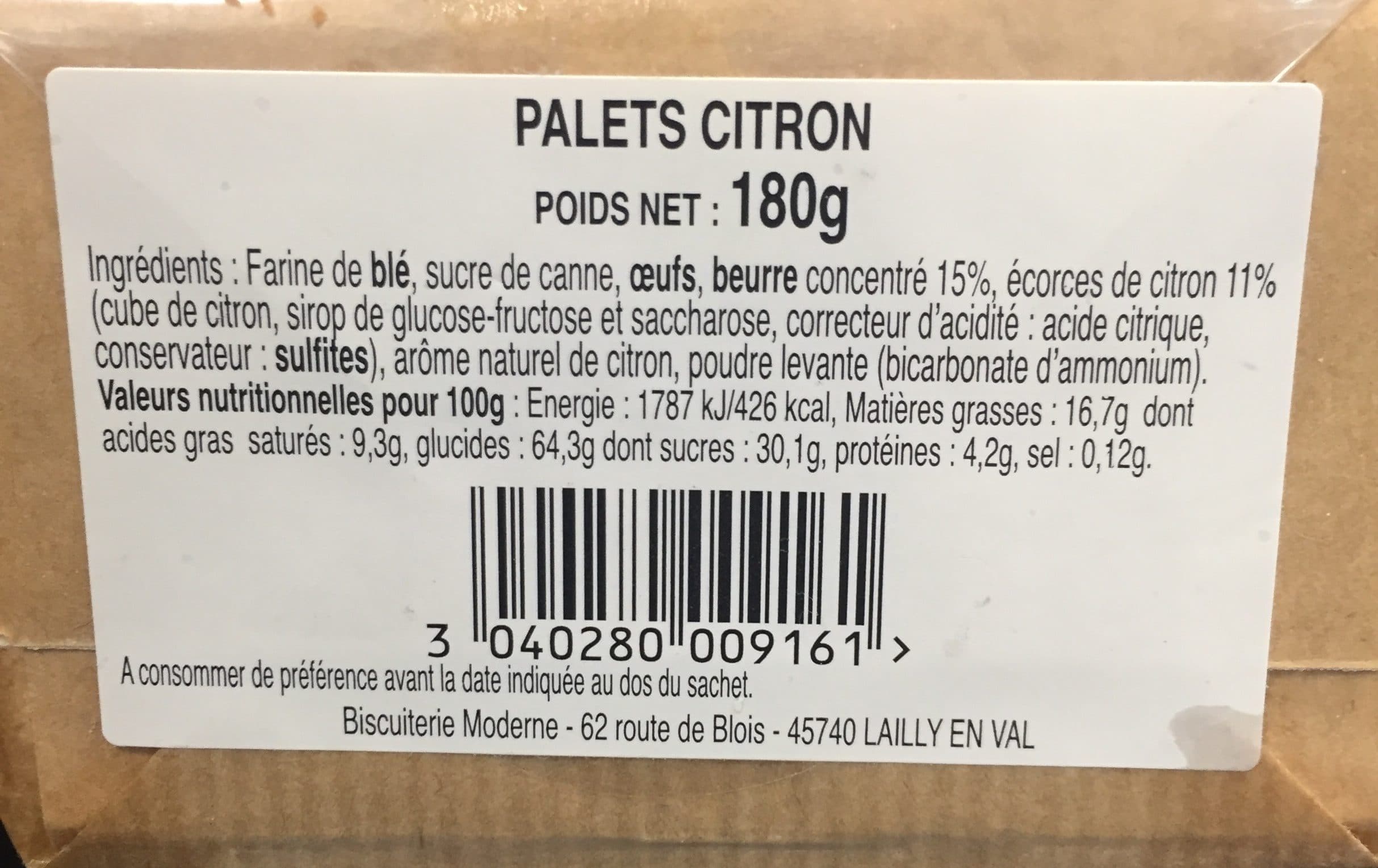 Biscuiterie Moderne Palets Pur Beurre Citron packshot