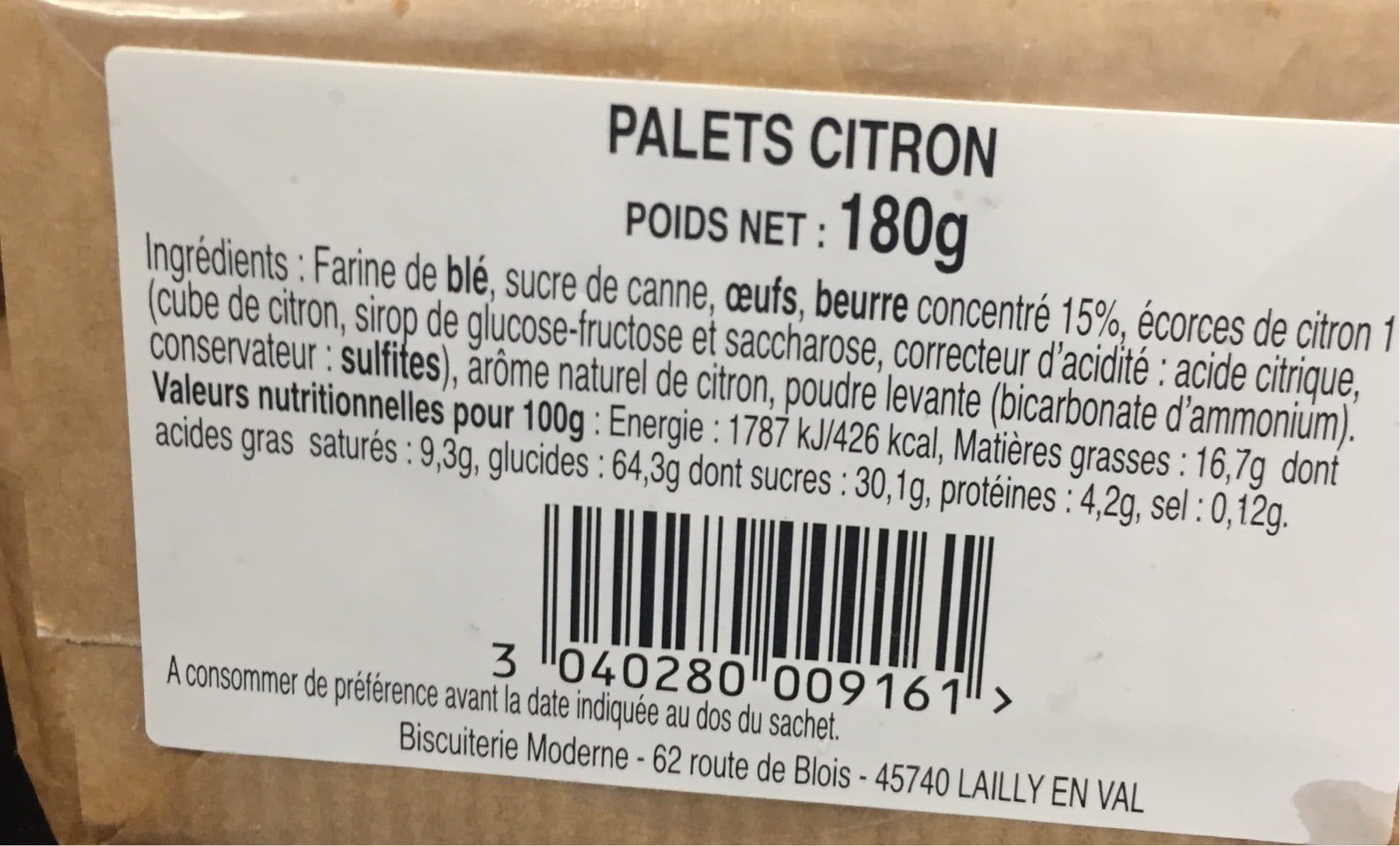 Biscuiterie Moderne Palets Pur Beurre Citron packshot