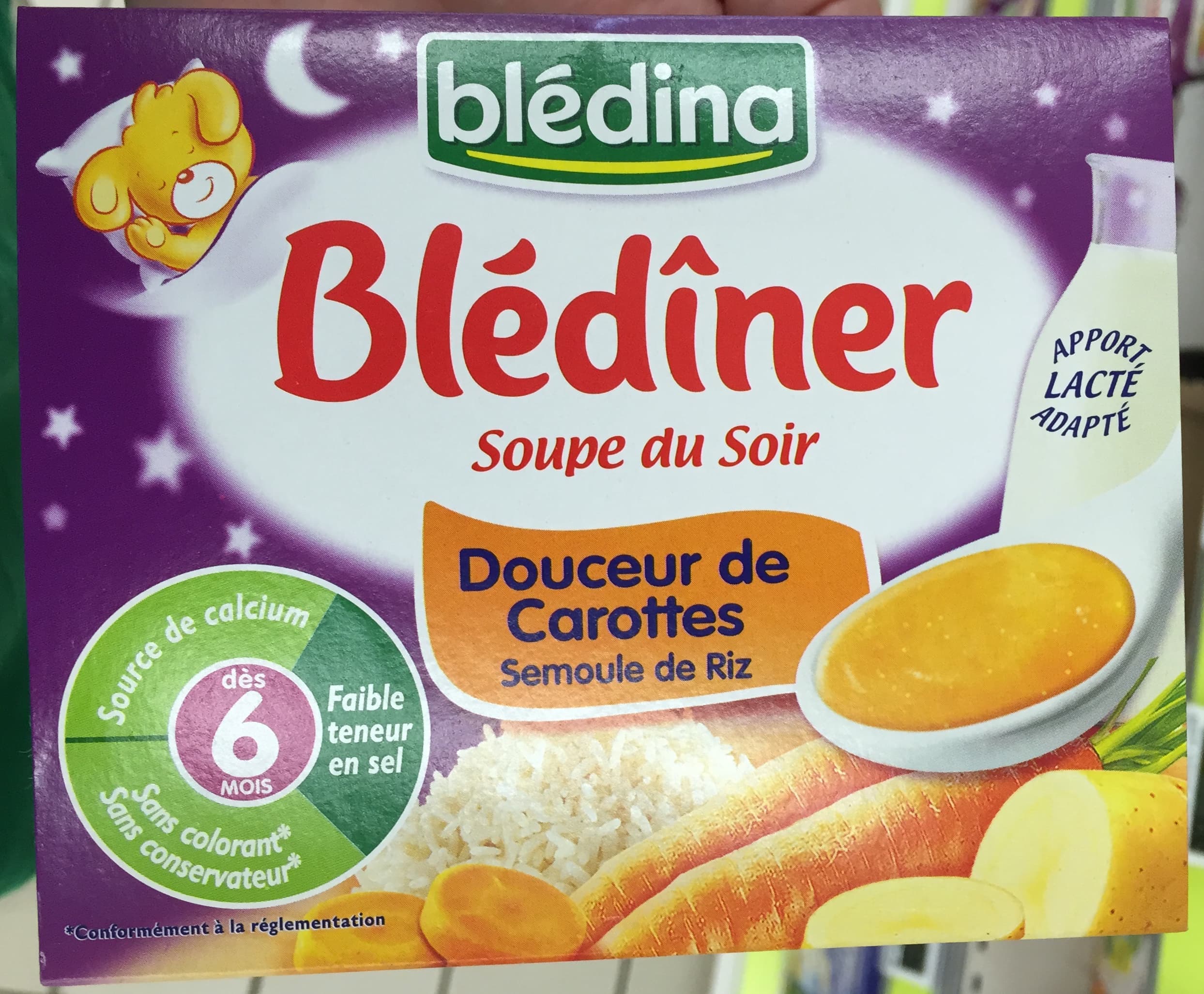 Blédina Blédîner Soupe du Soir Douceur de Carottes Semoule de Riz packshot