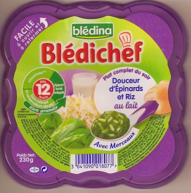 Blédichef Blédichef Douceur d'Épinards et Riz au Lait packshot