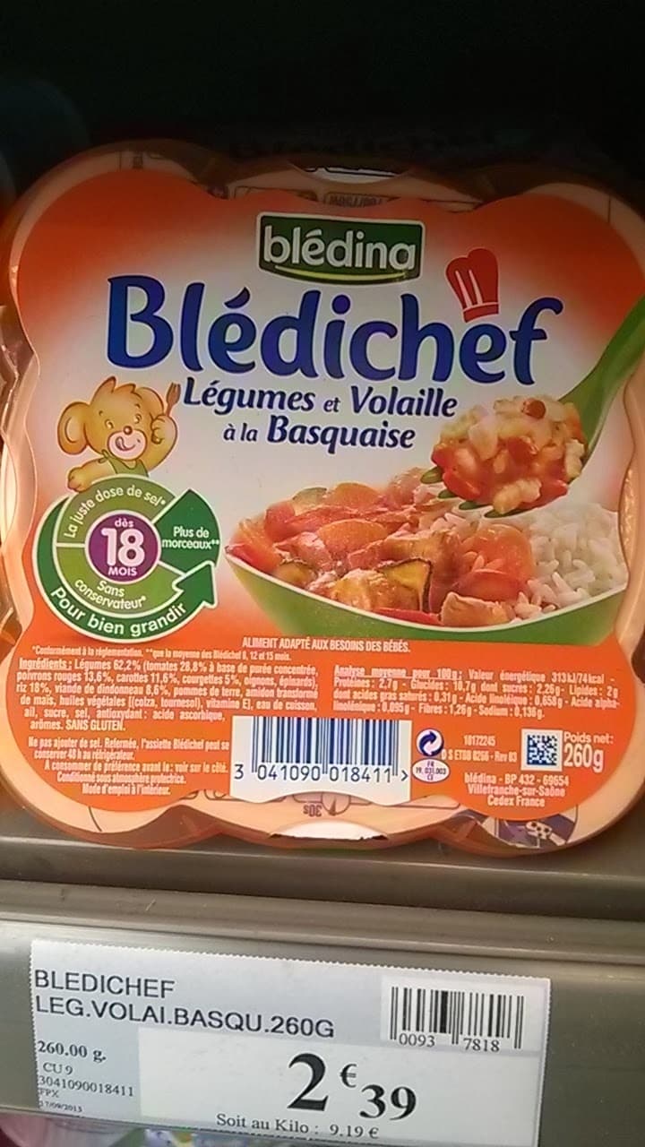 Blédina Blédichef - Légumes et volaille à la Basquaise packshot