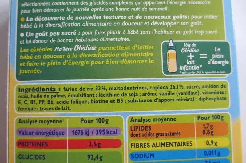 Blédina Ma 1ère Blédine Céréales pour bébés RIZ saveur VANILLE packshot