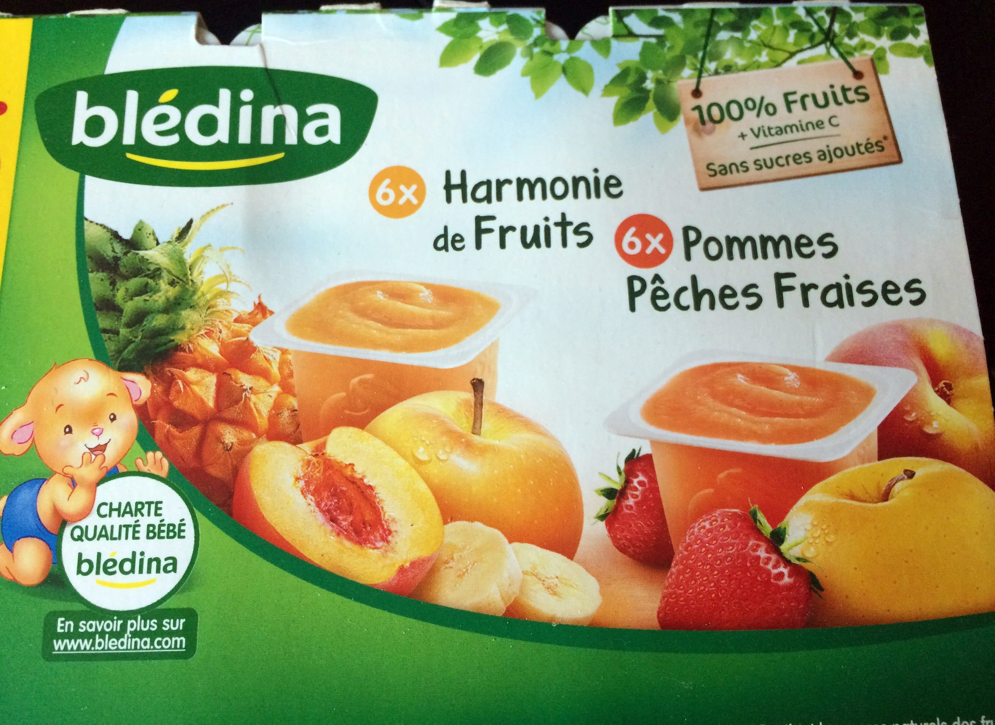 Blédina 6 x Harmonie de Fruits / 6 x Pommes Pêches Fraises packshot