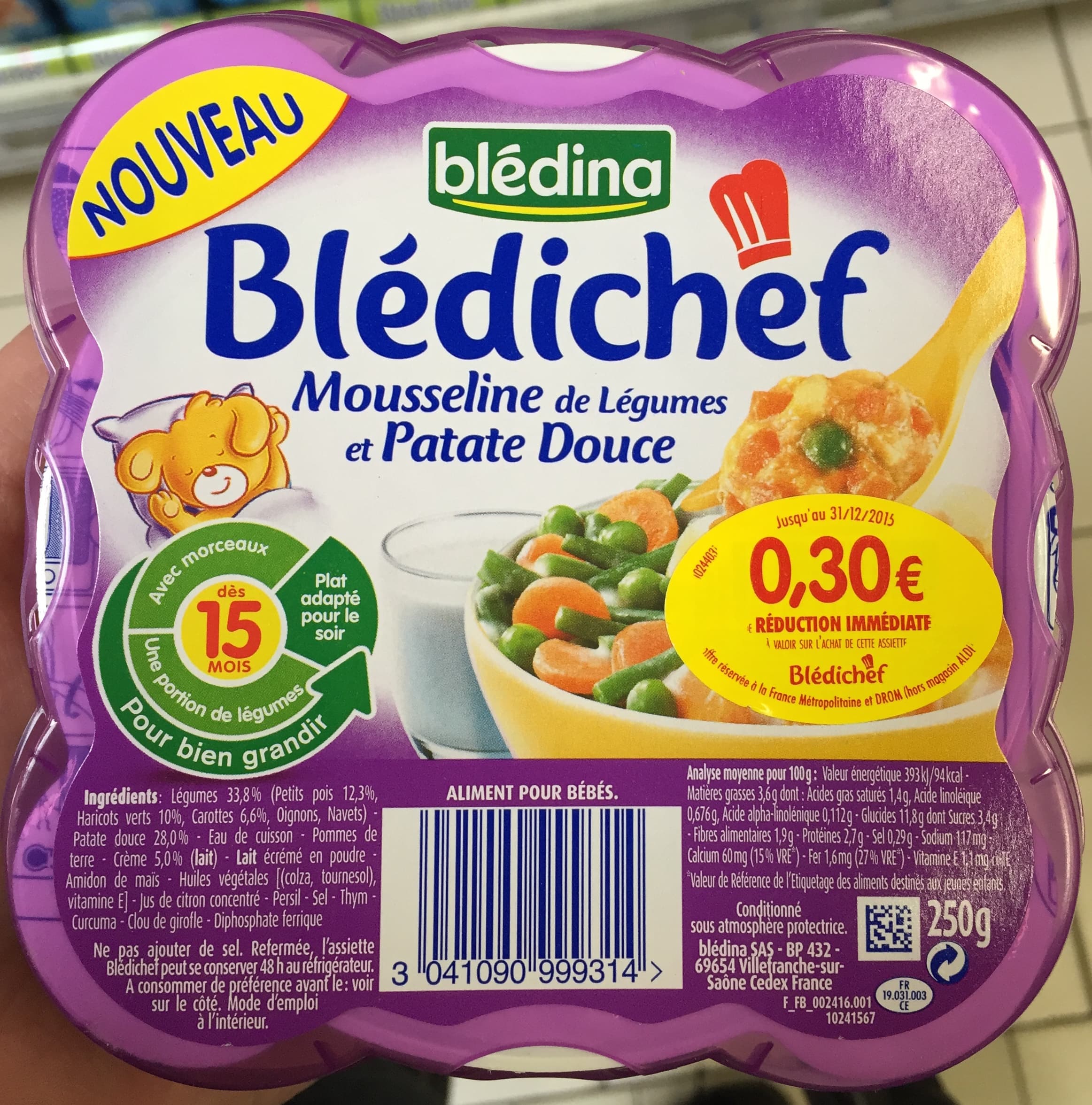 Blédina Blédichef Mousseline de légumes et patate douce packshot