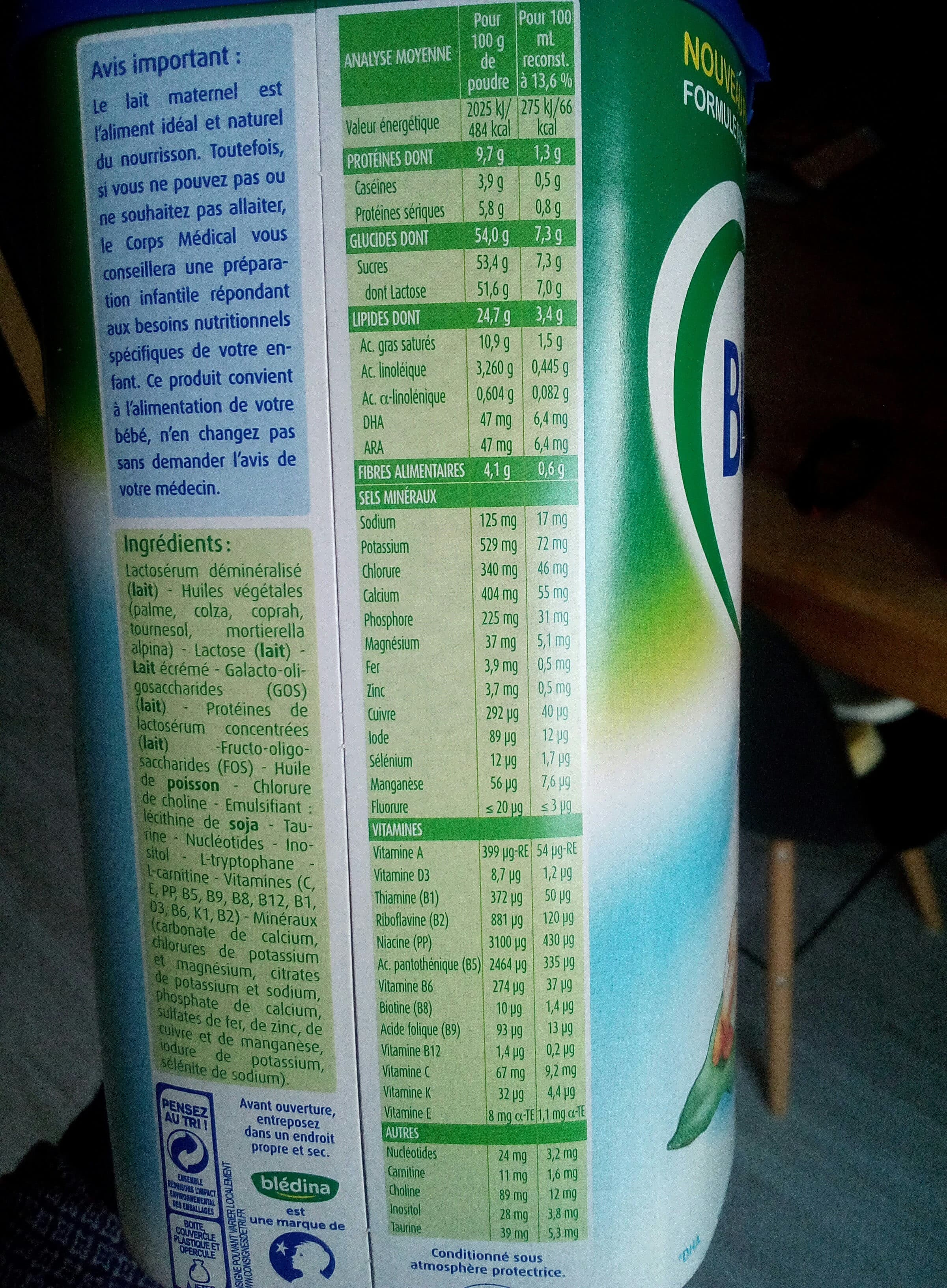 Bledilait BLEDILAIT 1 900g de 0 à 6 mois packshot