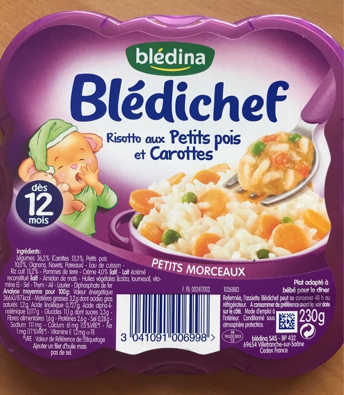 Bledina Bledichef risotto petits pois carottes packshot