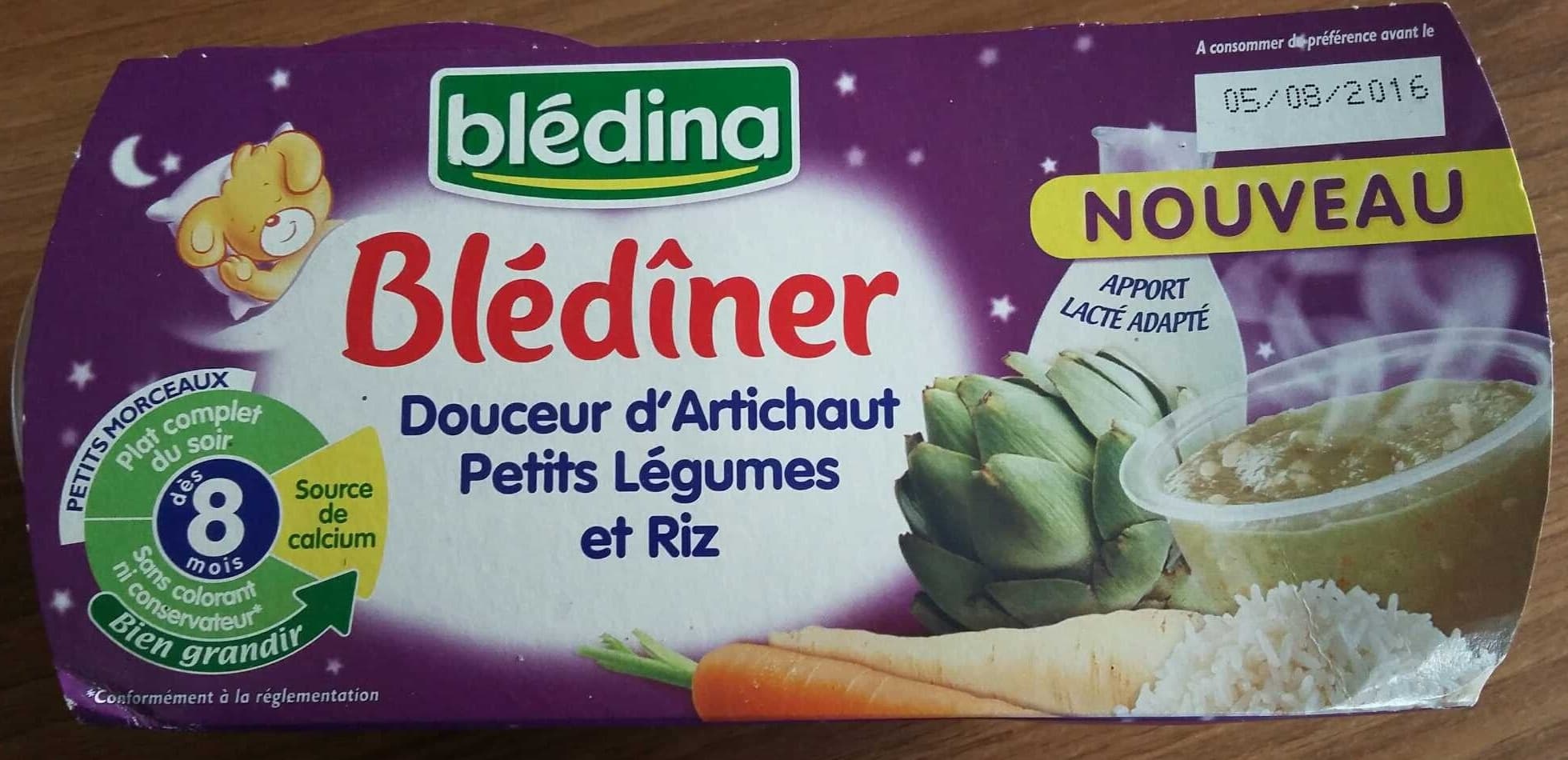 Blediner bols BLEDINER BOLS 2x200g Douceur d'Artichauts Petits Légumes Riz Dès 8 mois packshot
