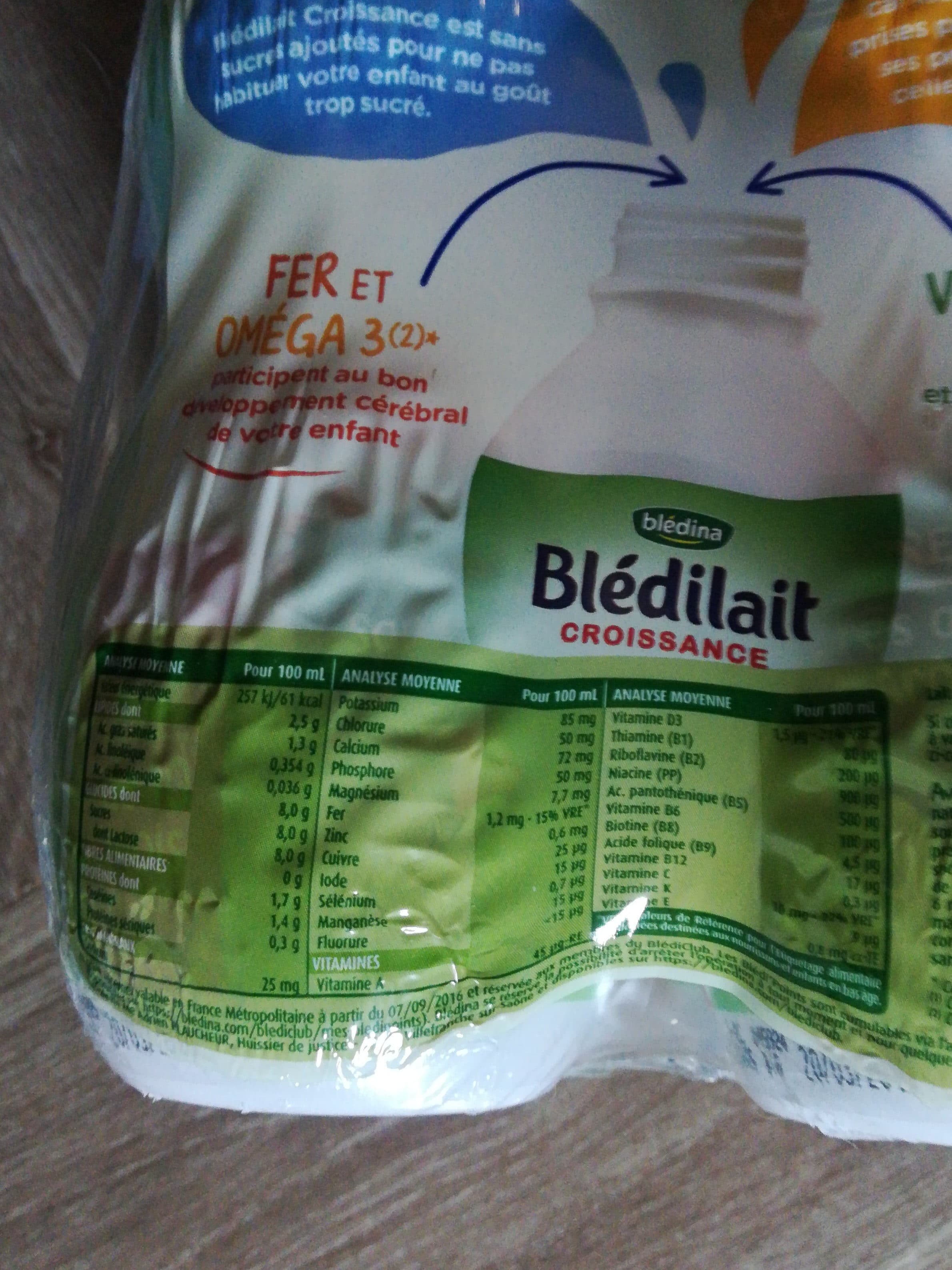 Bledilait BLEDINA BLEDILAIT 6X 1L CROISSANCE LIQUIDE NATURE De 10 mois à 3 ans packshot