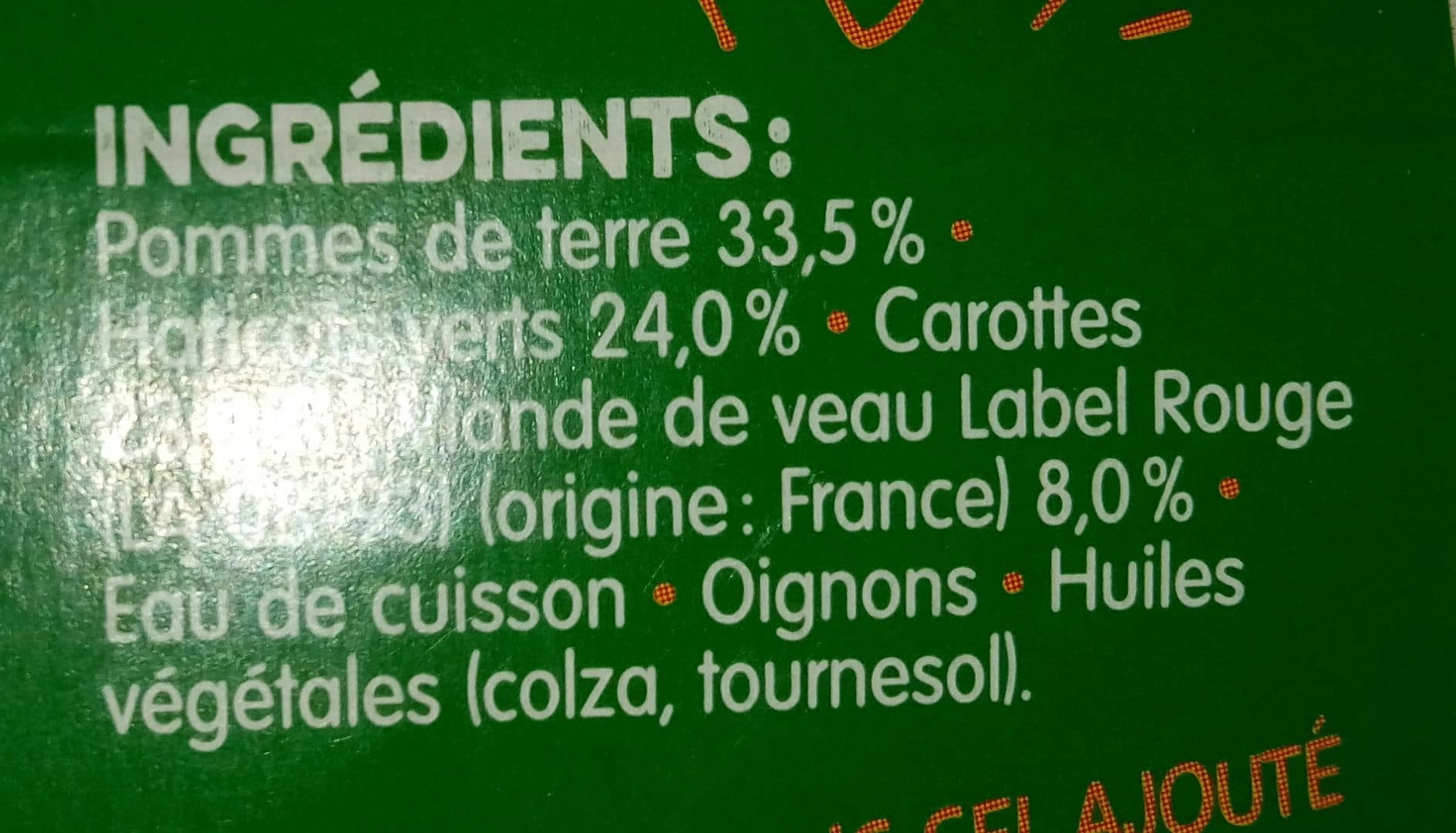 bledina Blédina haricots verts carotte veau 2x200g dès 6 mois packshot