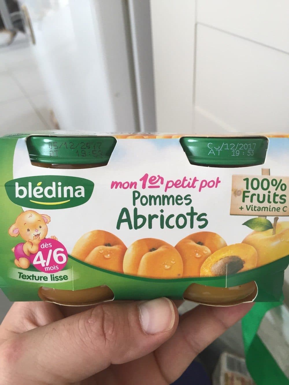 Blédina Mon 1er petit pot fruits pomme abricot dès 4/6 mois packshot
