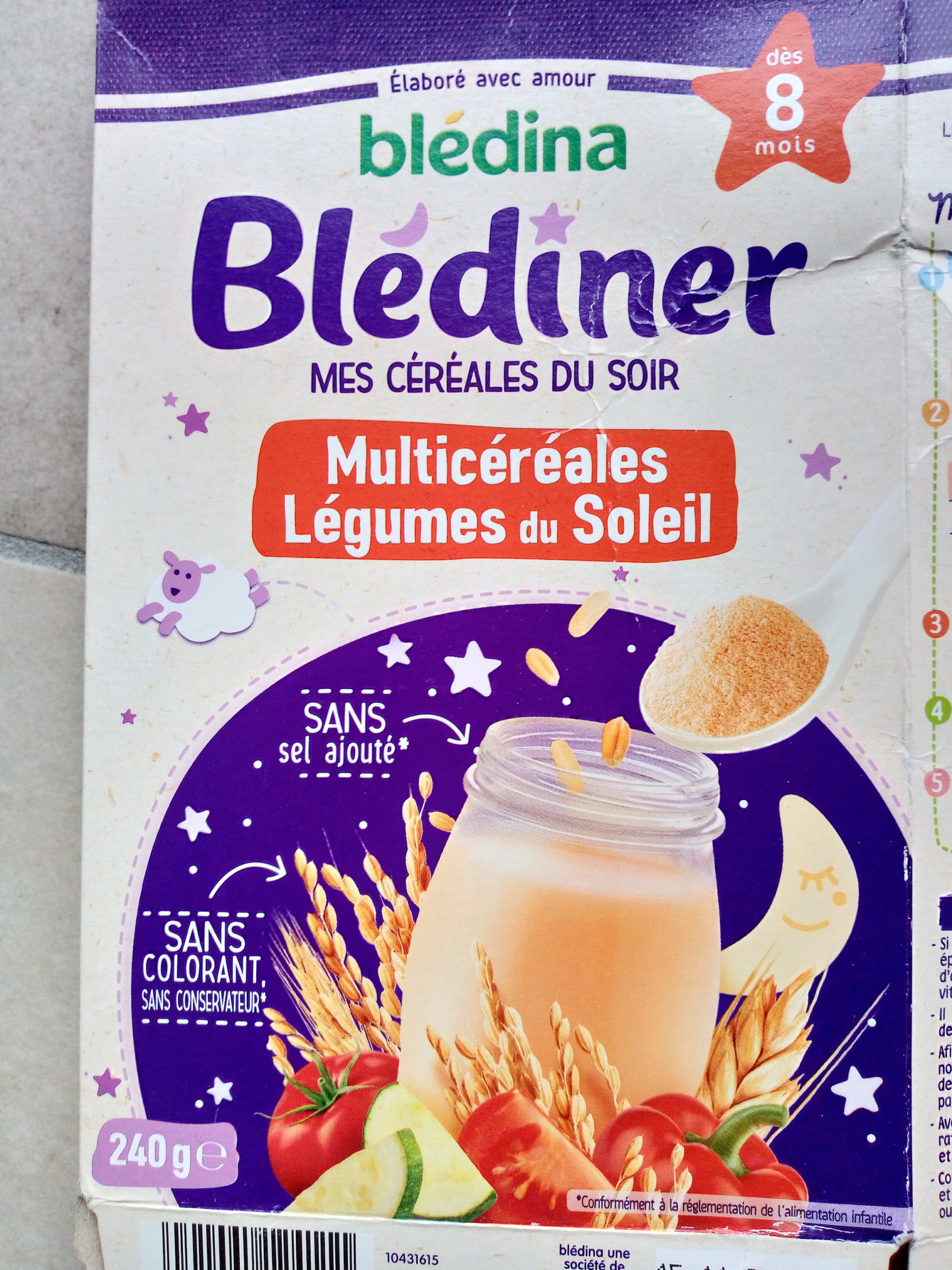 Blédina Blédîner Multicéréales Légumes du Soleil packshot