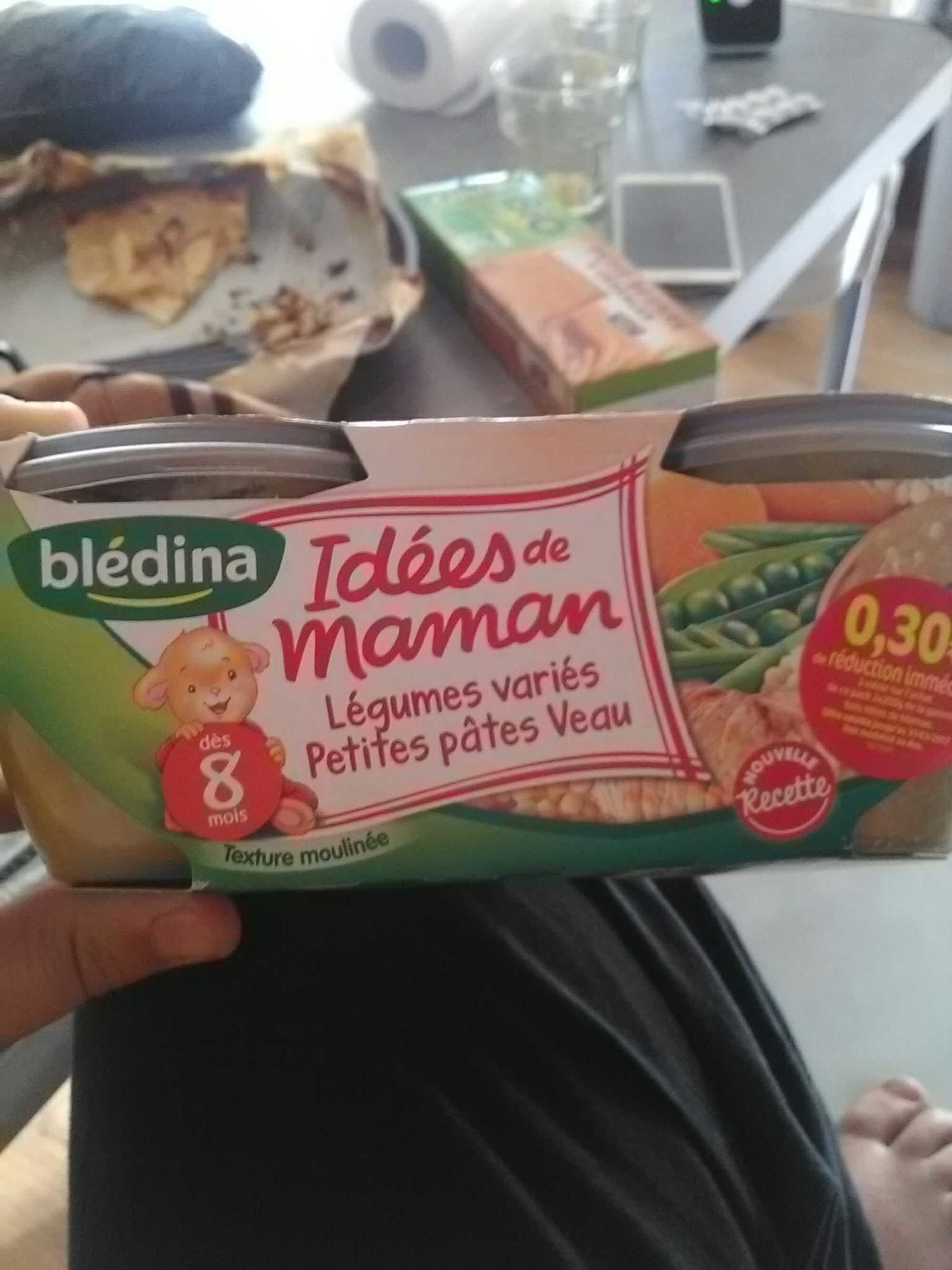 Bledina IDEES DE MAMAN BOLS 2x200g Légumes variés Petites pâtes Veau Dès 8 mois packshot