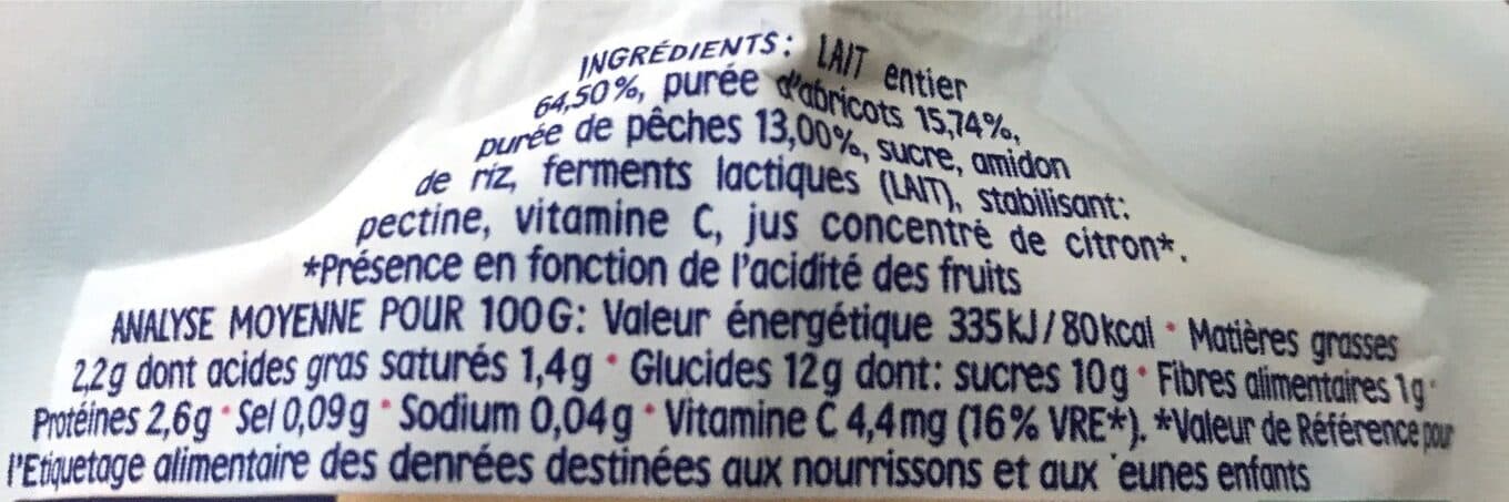 Blédina Gourdes lactées abricot pêche packshot