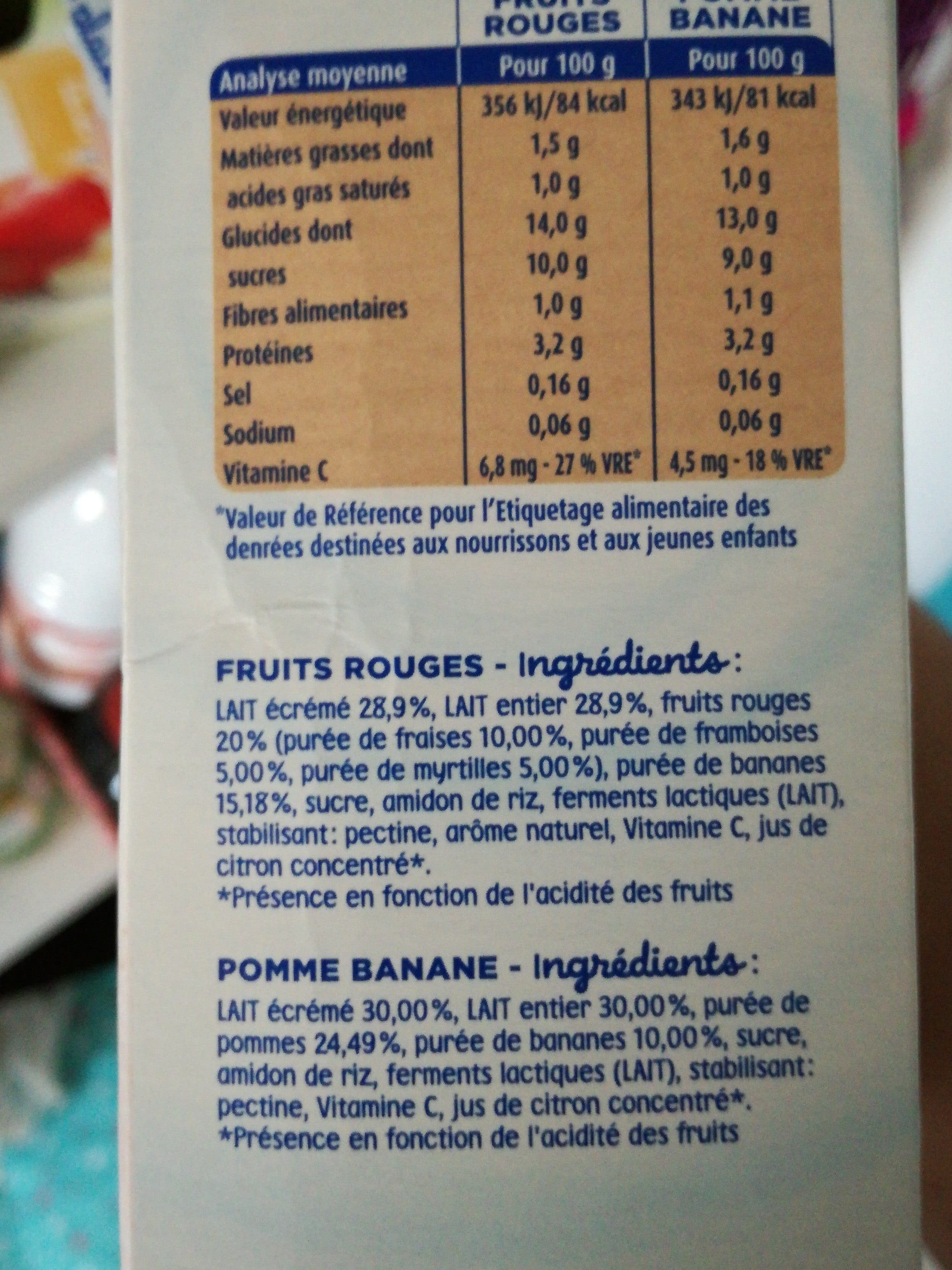 Blédina GOURDES LACTEES 95gx4 - Fruits Rouges / Pomme Banane - dès 10 mois packshot