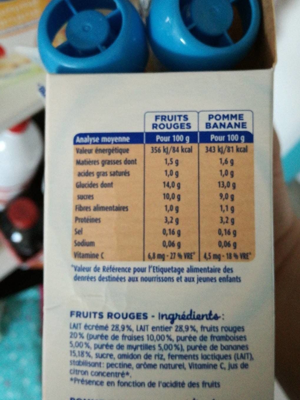 Blédina GOURDES LACTEES 95gx4 - Fruits Rouges / Pomme Banane - dès 10 mois packshot