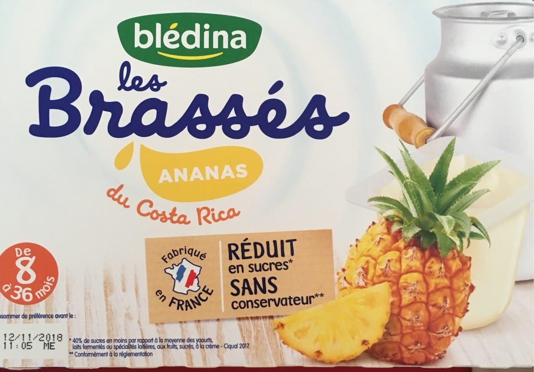 Blédina Brassés ananas du Costa Rica 6x95g Dès 8 mois packshot