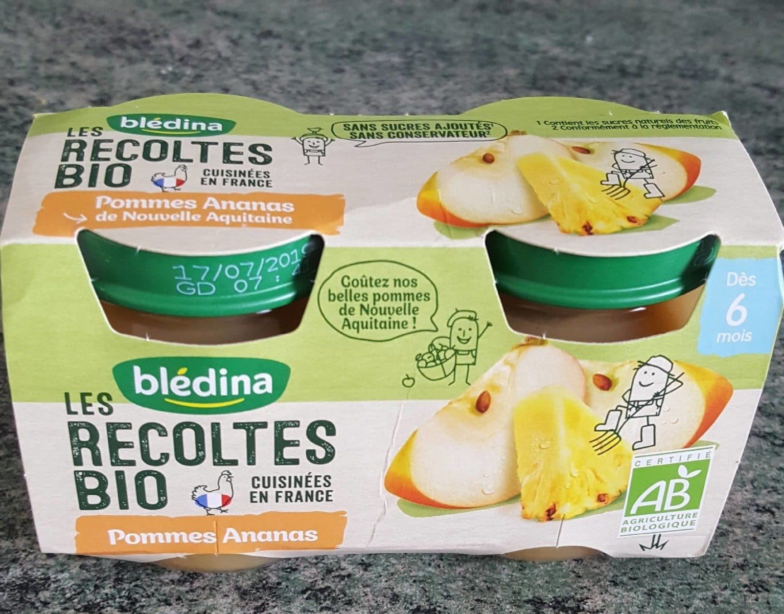 Blédina BLEDINA LES RECOLTES BIO POTS 2x130g Pommes Ananas Dès 6 mois packshot