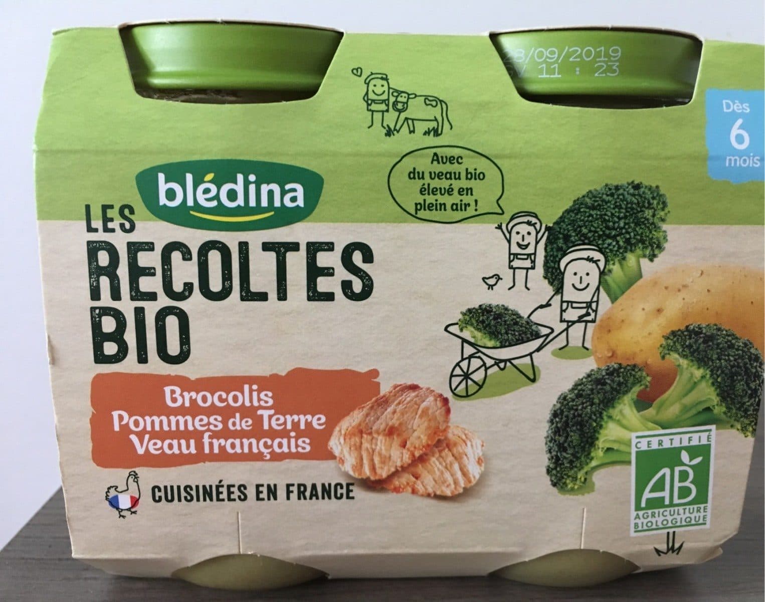 Blédina BLEDINA LES RECOLTES BIO Brocolis Pommes de Terre Veau 2x200g Dès 6 Mois packshot