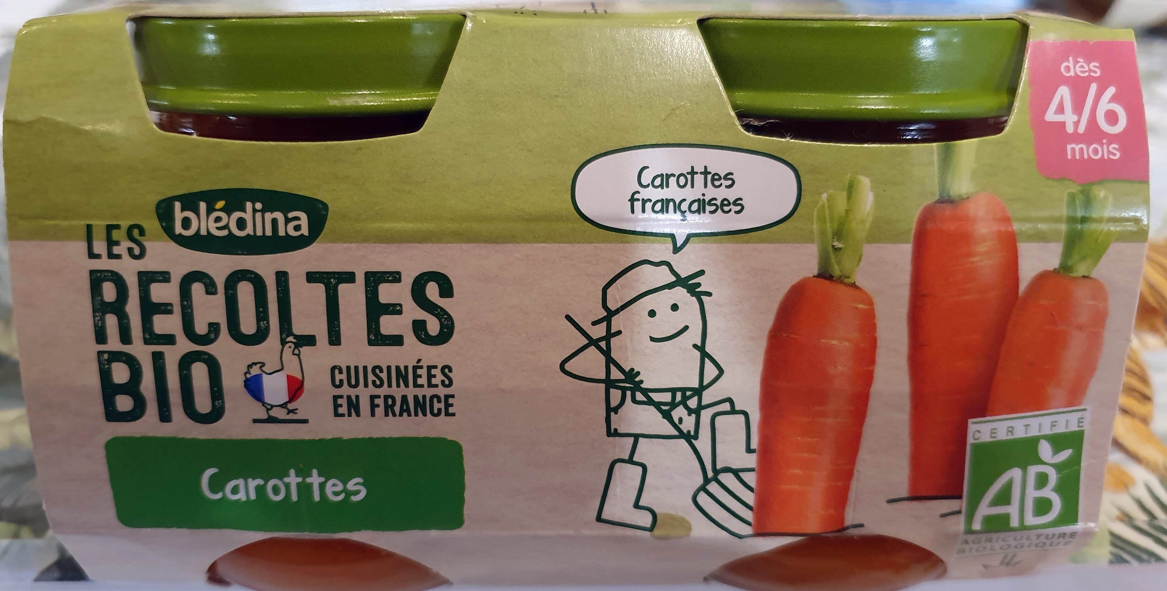 Blédina BLEDINA LES RECOLTES BIO Carottes 2x130g Dès 4/6 Mois packshot