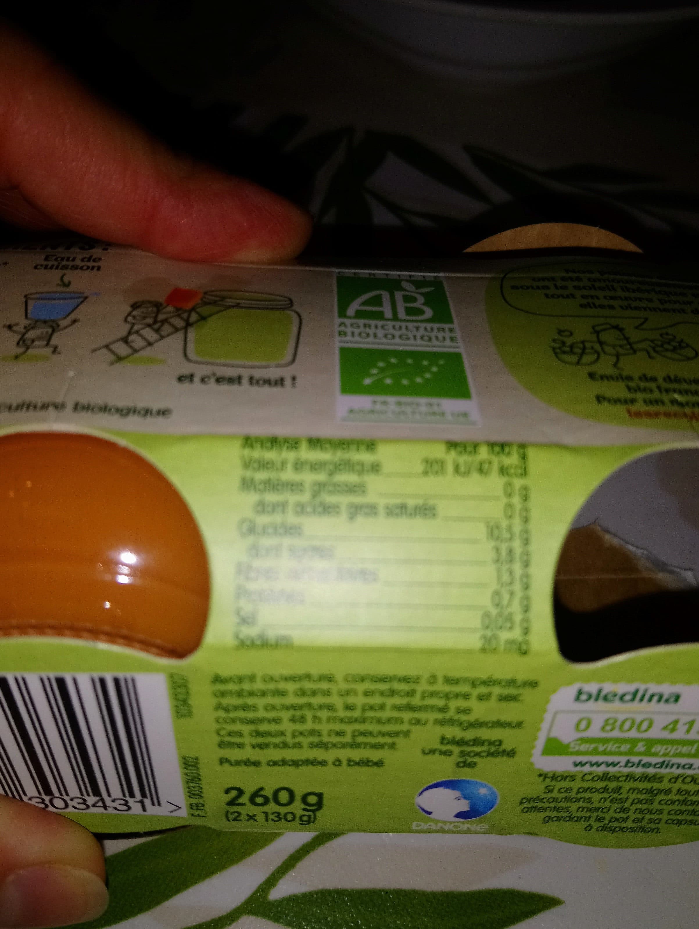 Blédina BLEDINA LES RECOLTES BIO Patates Douces 2x130g Dès 4/6 Mois packshot