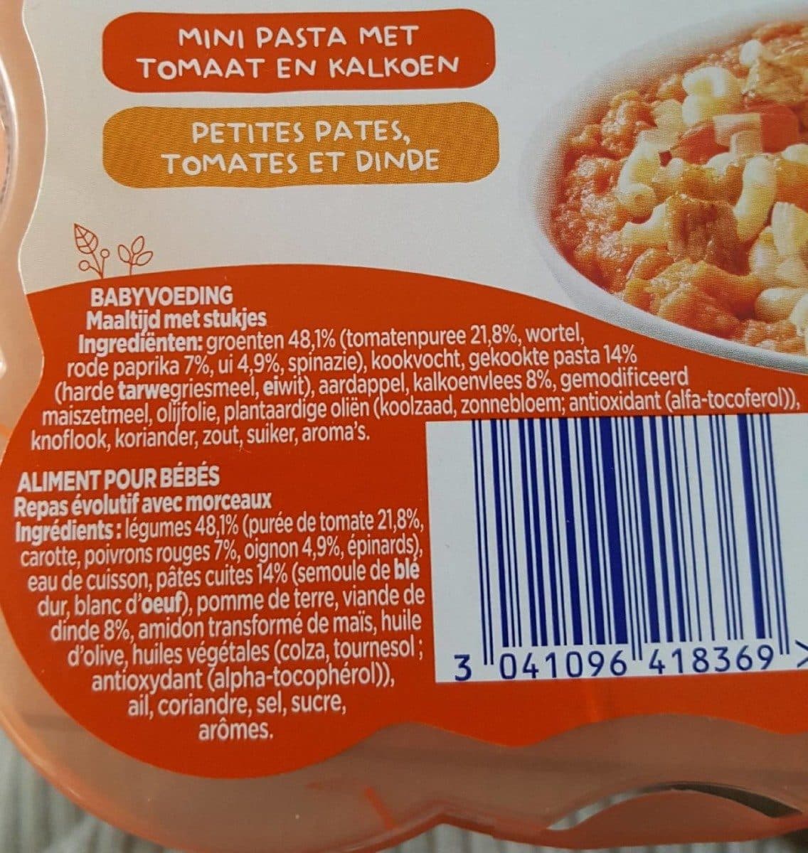 Hero Baby chef Petites pates, tomates et Dinde packshot