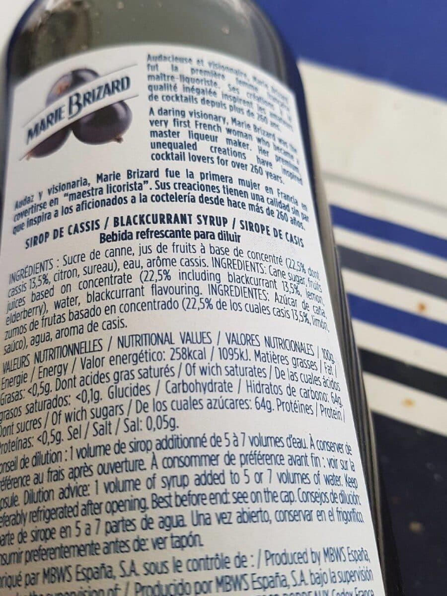 Open Food Facts Marie Brizard, Sirop De Cassis Pur Sucre De Canne 700ml packshot