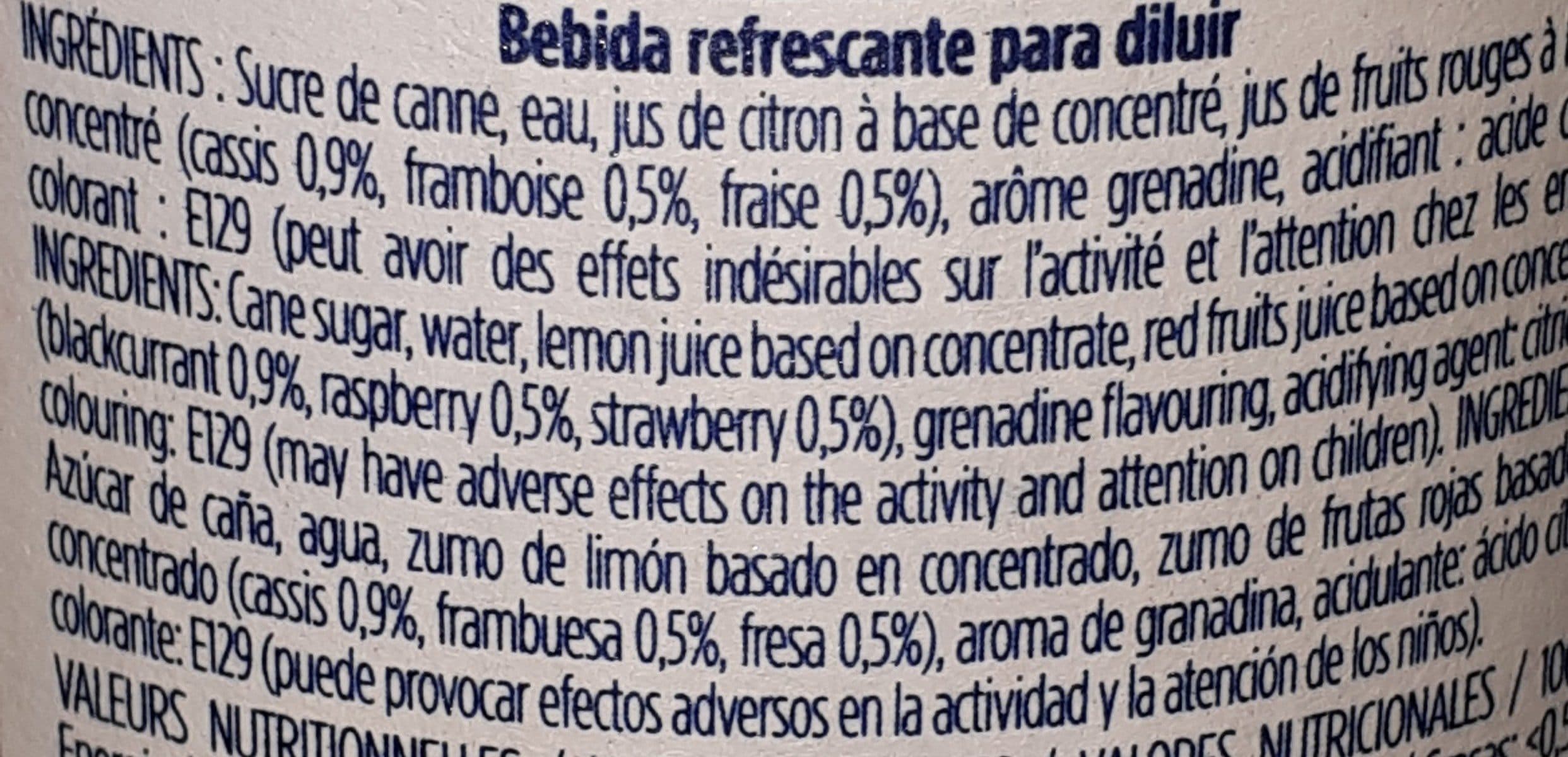 Open Food Facts Sirop de grenadine pur sucre de canne packshot