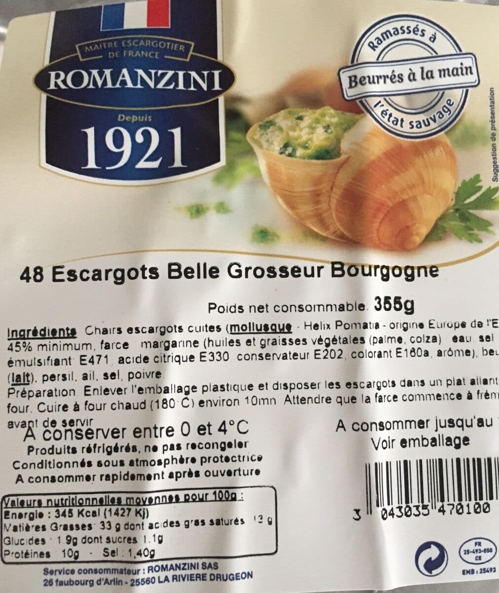 Open Food Facts Escargot belle grosseur bourgogne packshot