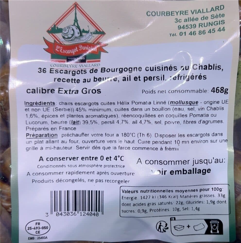 L'Escargot Parisien (Courbeyre - Viallard) Escargot Bourgogne packshot