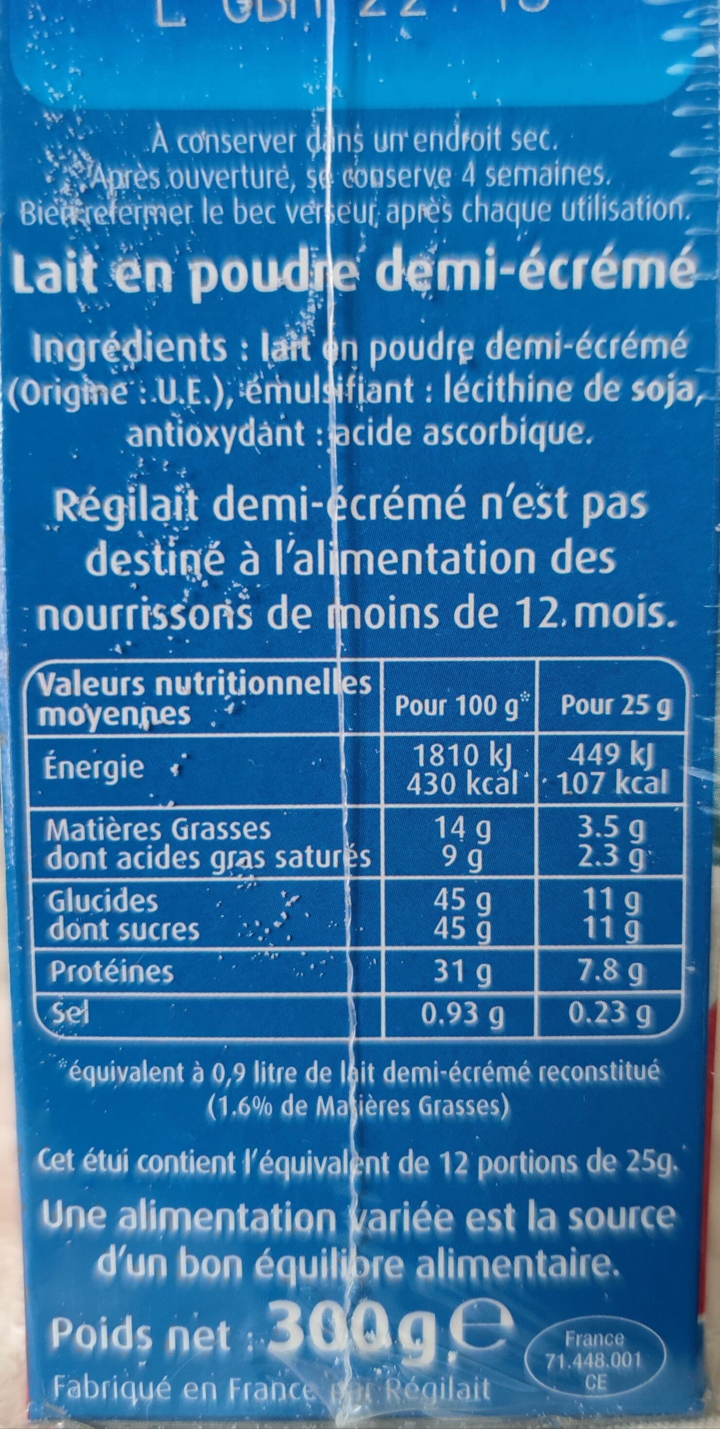 Régilait lait demi écrémé packshot
