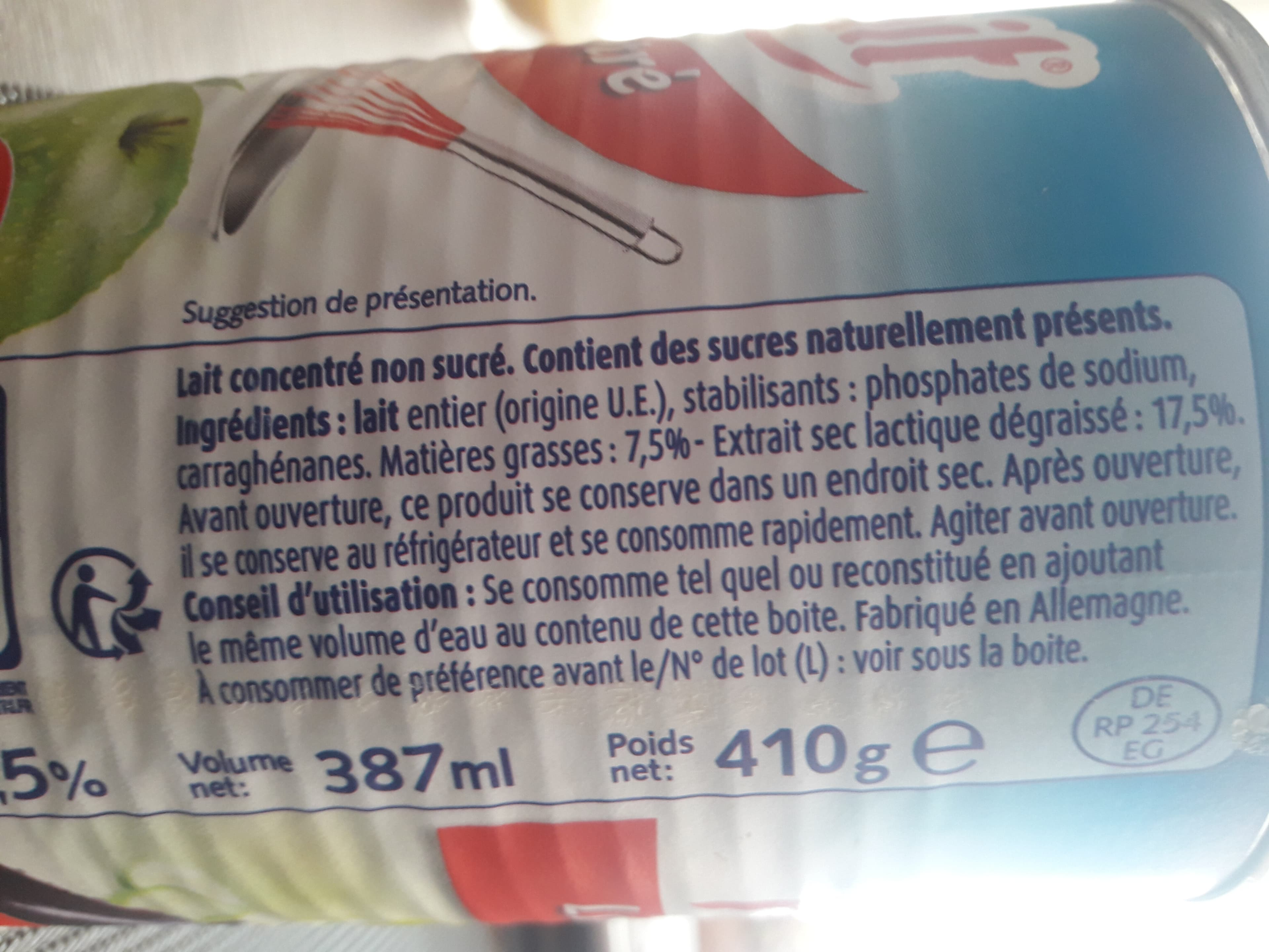 Régilait Lait concentré non sucré entier packshot