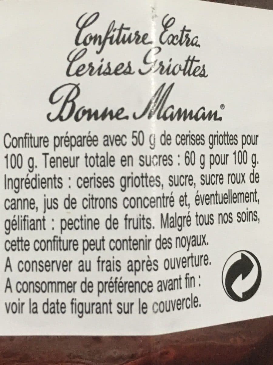 Bonne Maman Confiture Bonne Maman Cerises Griottes packshot