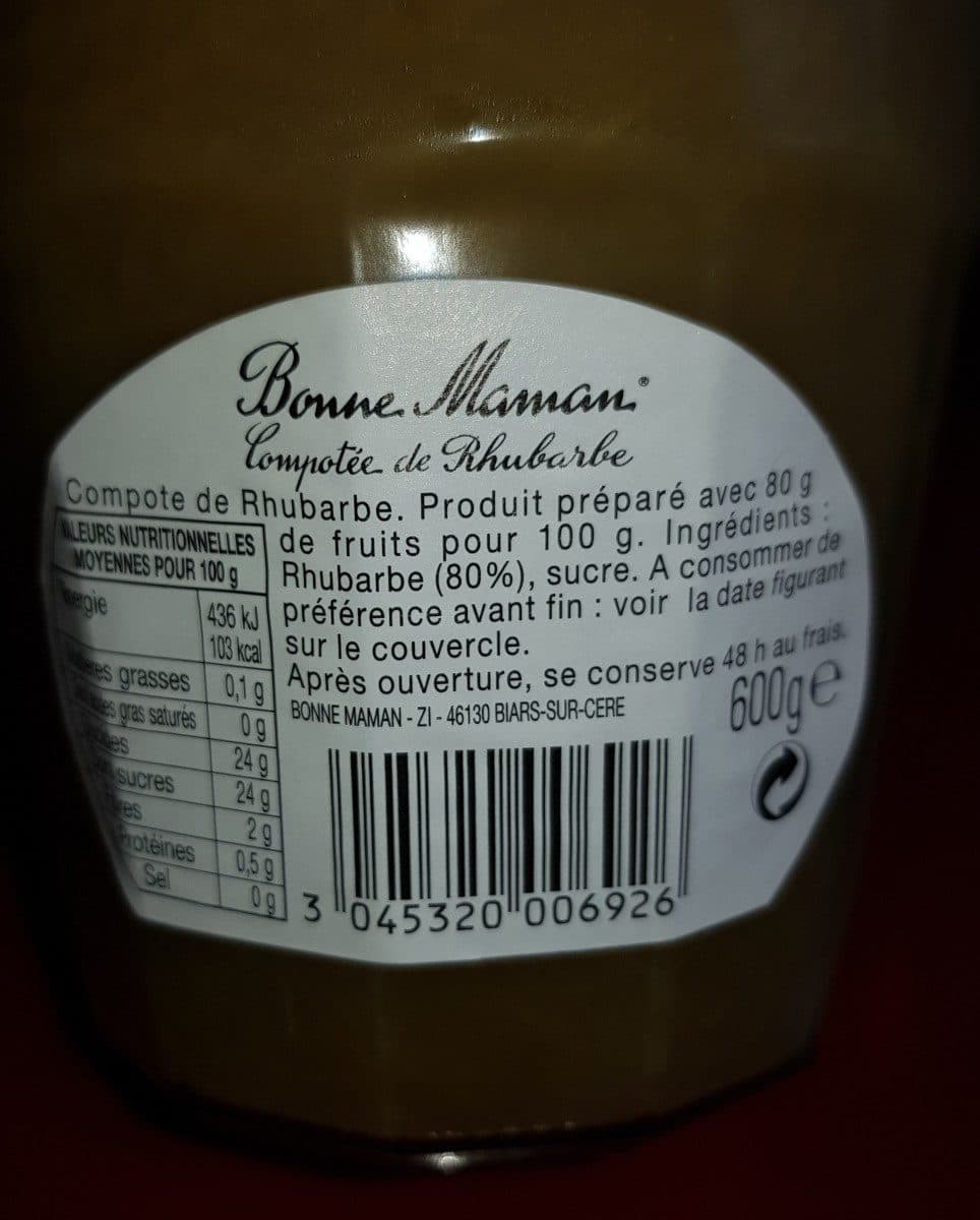 Bonne Maman Compotée rhubarbe packshot