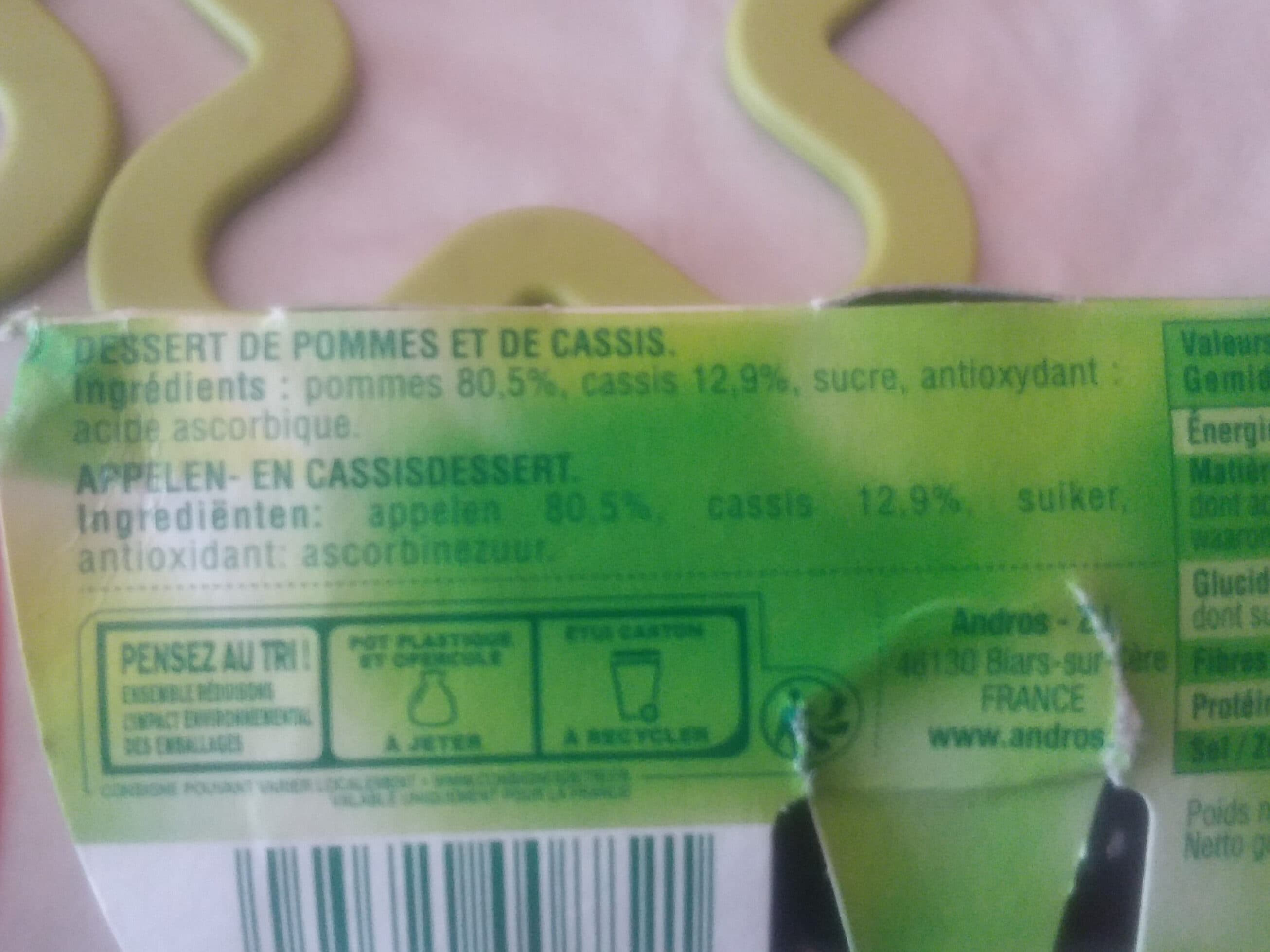 Andros Dessert fruitier pomme cassis packshot